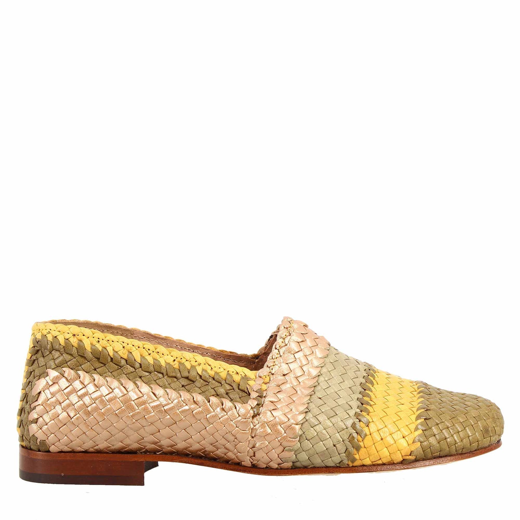 Multicolour Woven Leather Women's Moccasin
