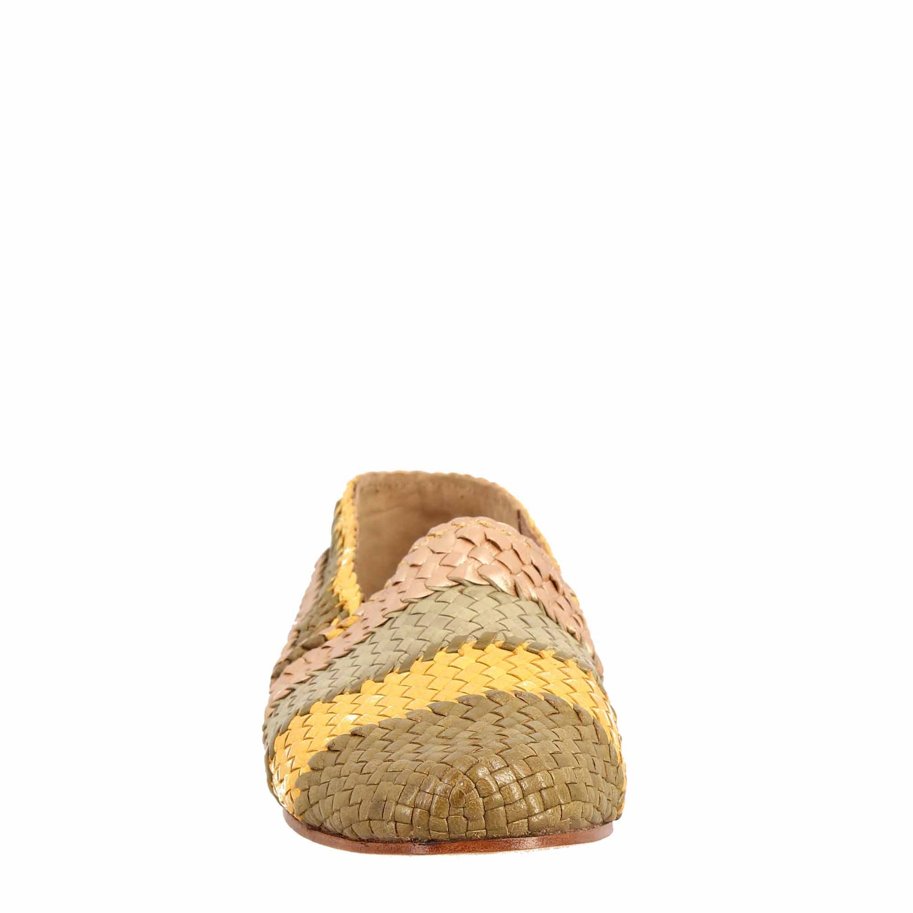Multicolour Woven Leather Women's Moccasin