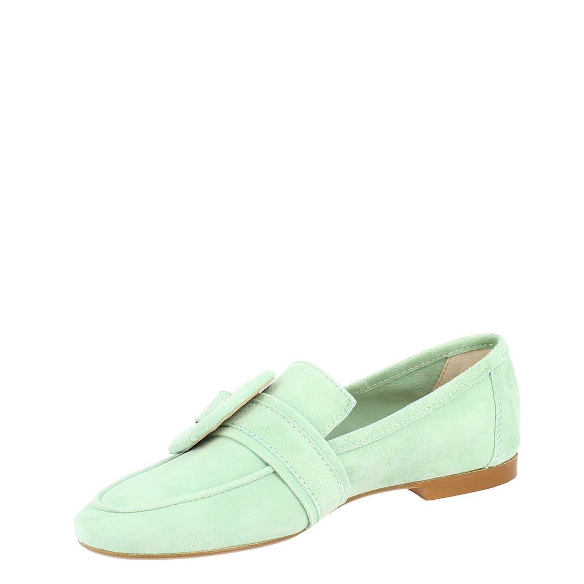 Women's Moccasin in Mint Suede