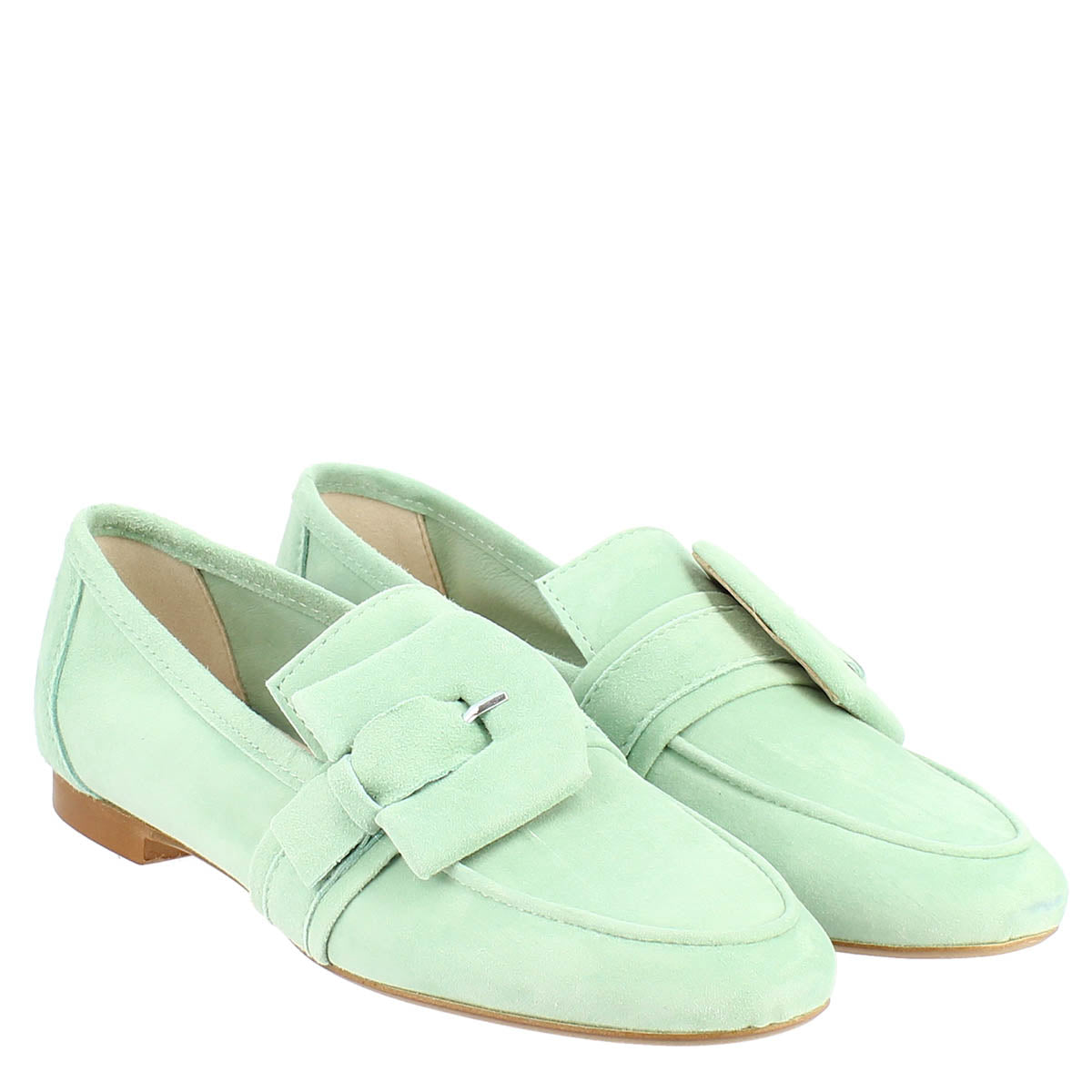 Women's Moccasin in Mint Suede