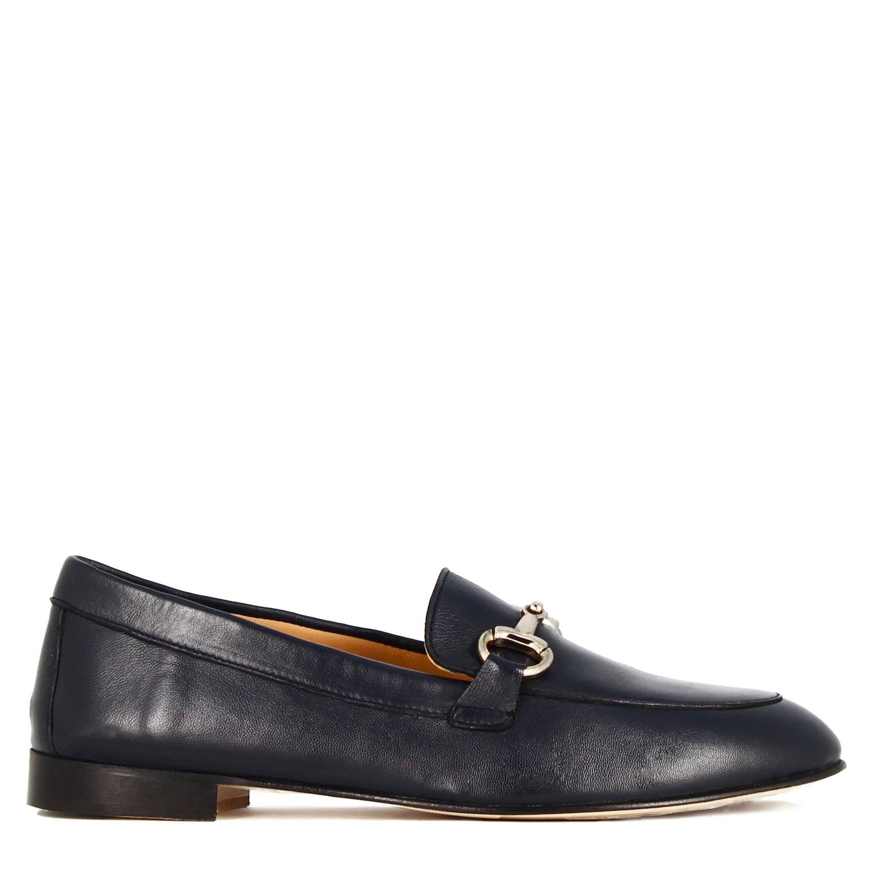 Dark Blue Leather Women's Moccasin