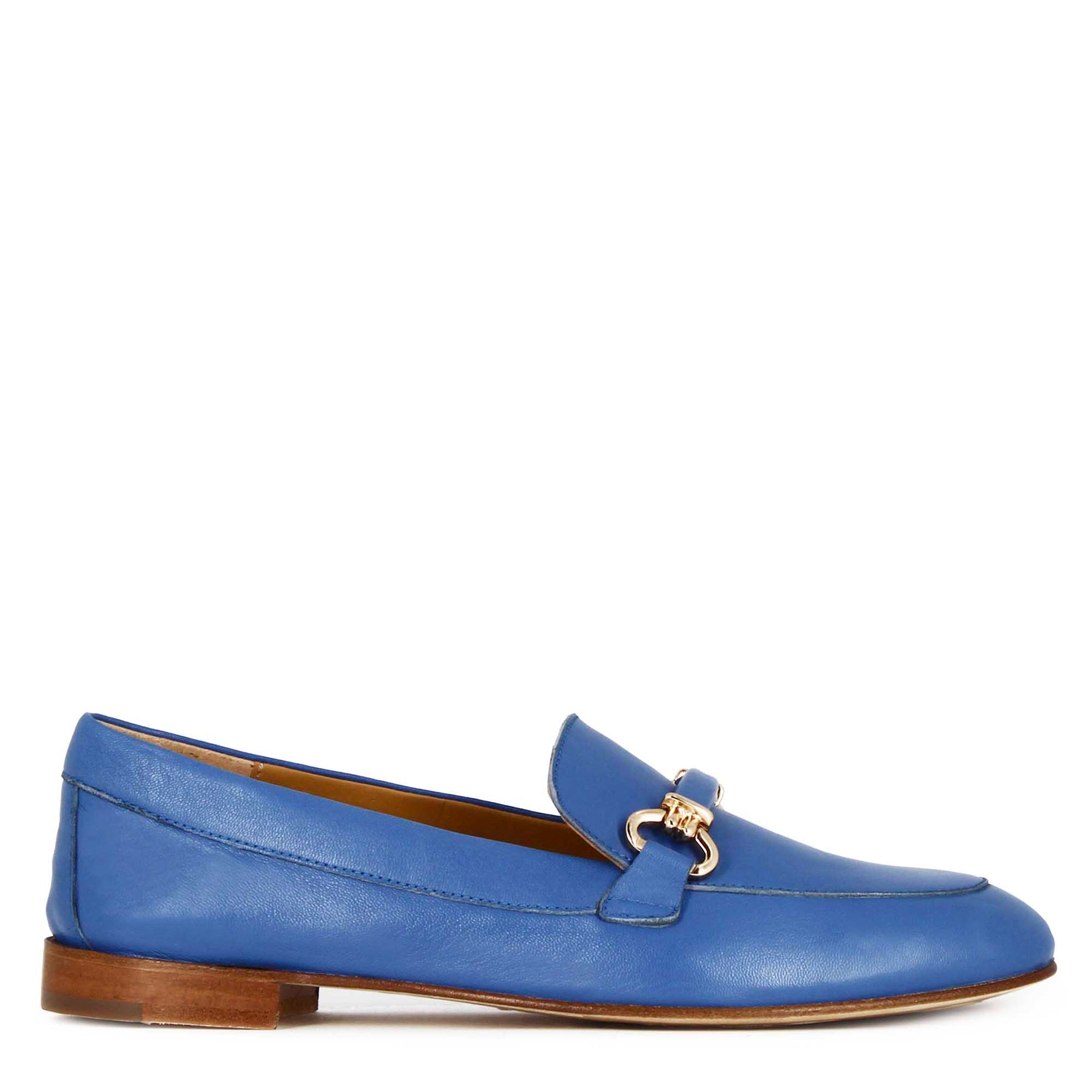 Women's Moccasin in Blue Leather