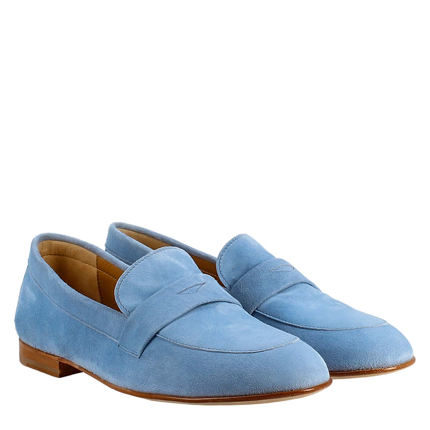 Light Blue Suede Women's Bag Moccasin