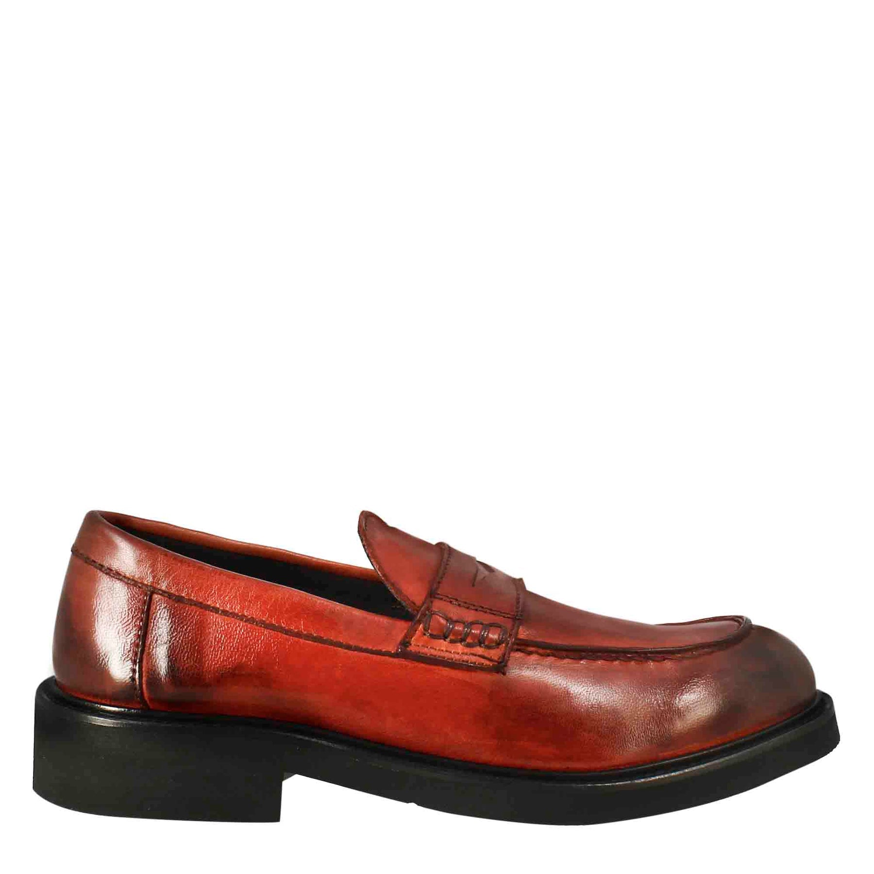 Red Washed Leather Women's Moccasin