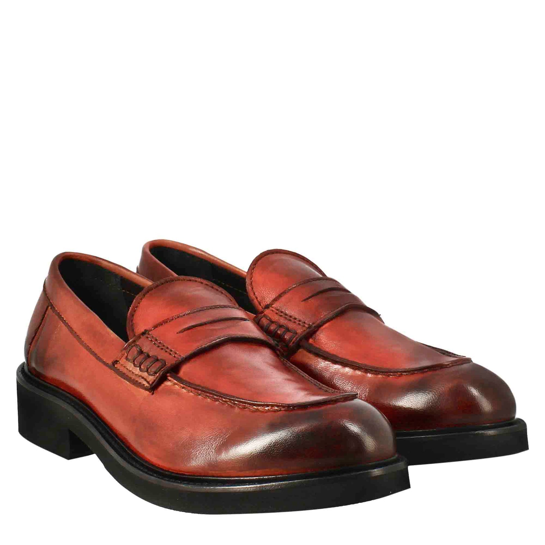Red Washed Leather Women's Moccasin