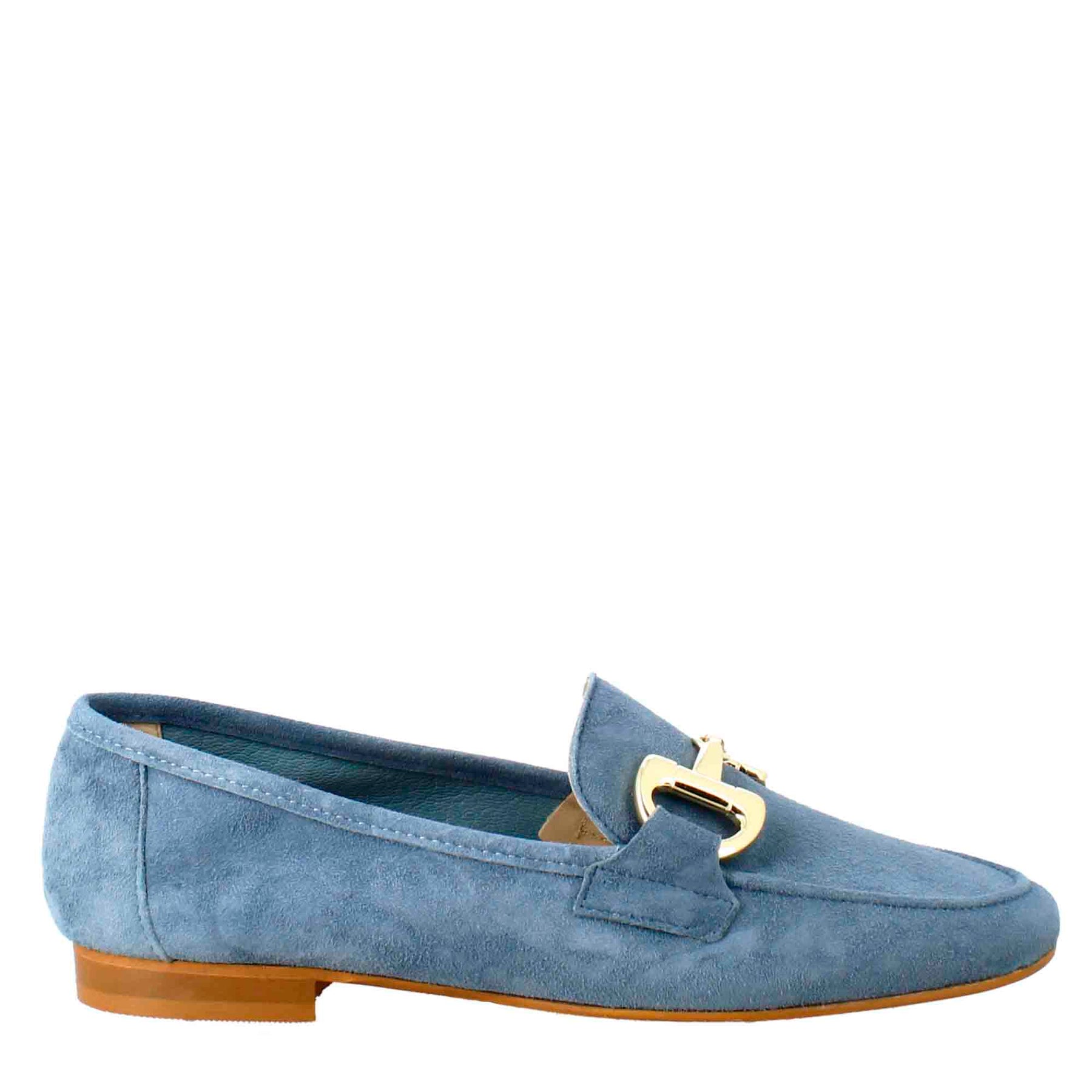 Women's Moccasin in Light Blue Suede