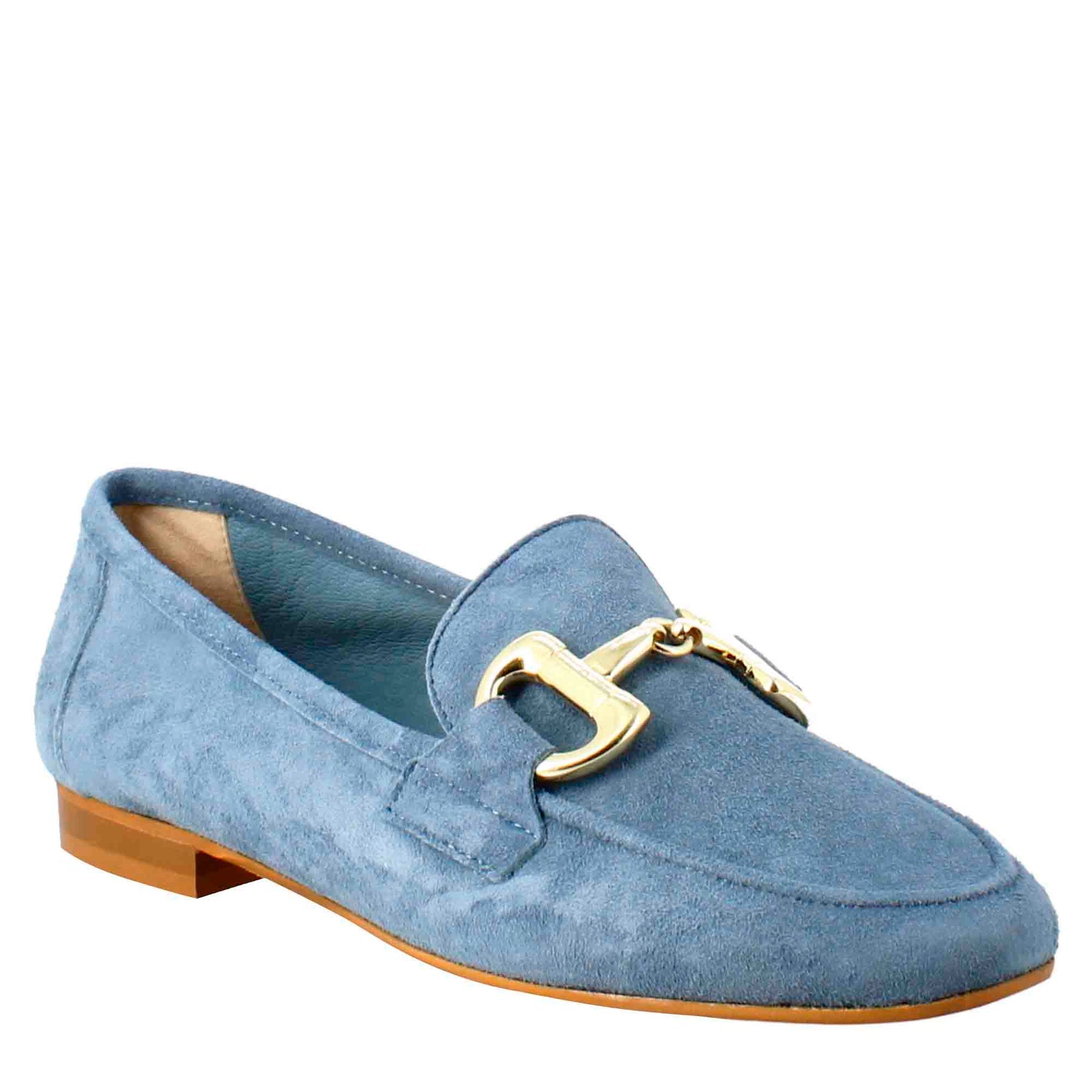 Women's Moccasin in Light Blue Suede