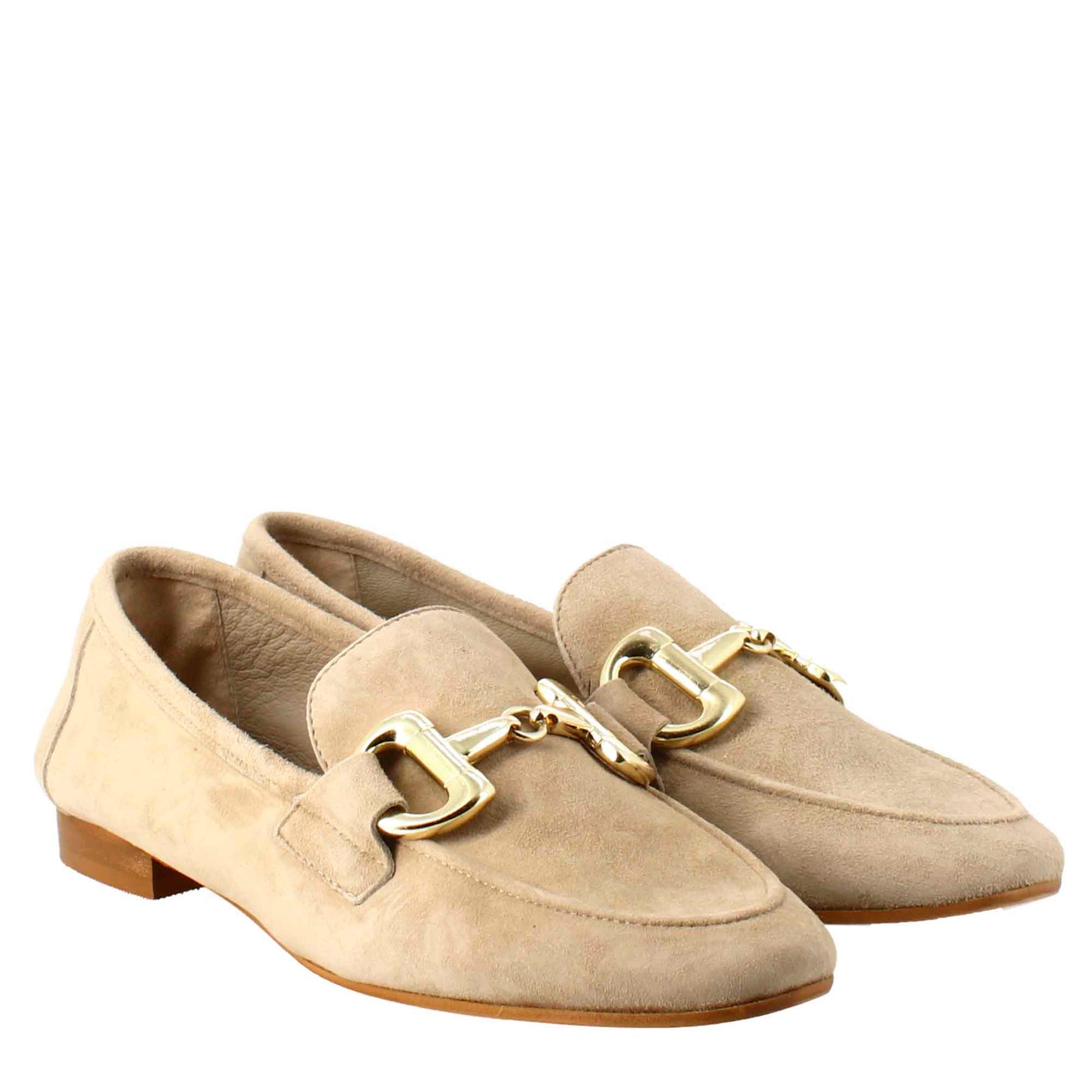 Women's Moccasin in Taupe Suede