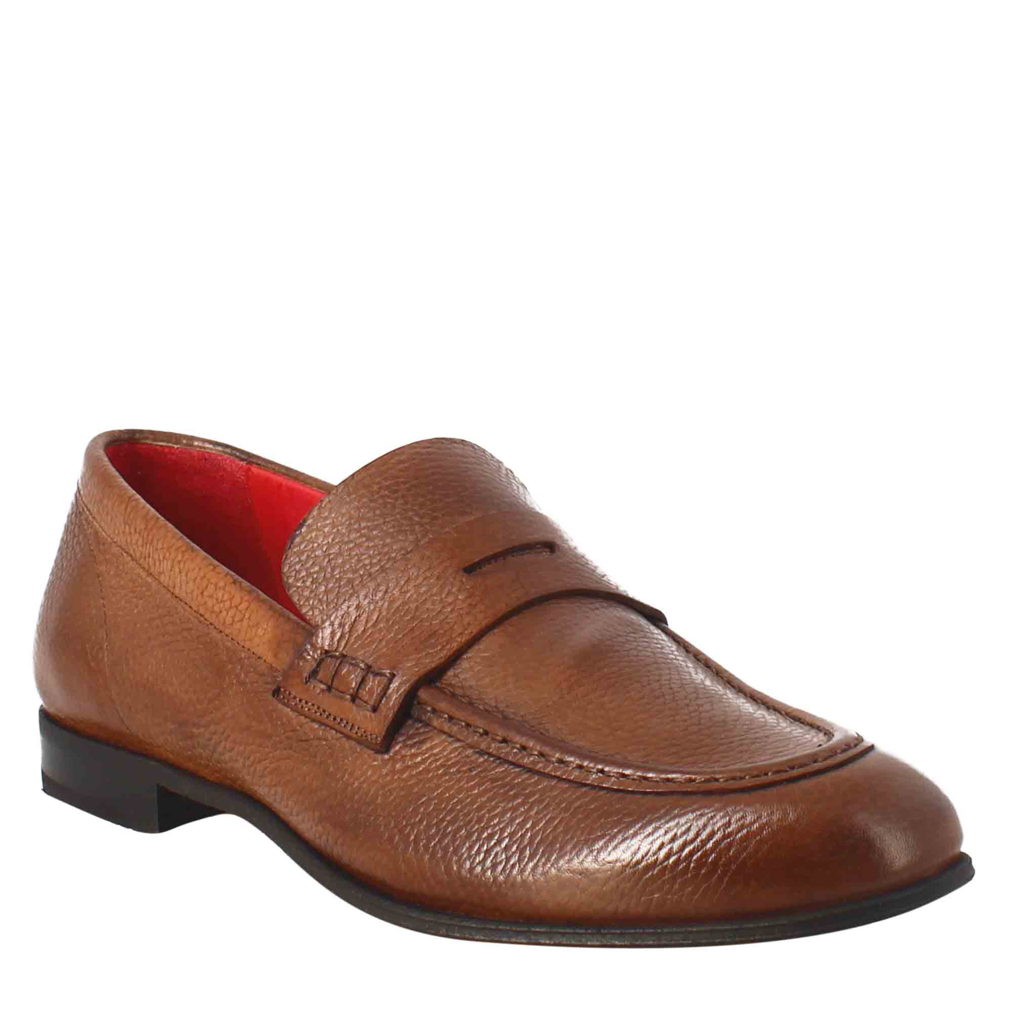 Men's Tan Moccasin in Leather