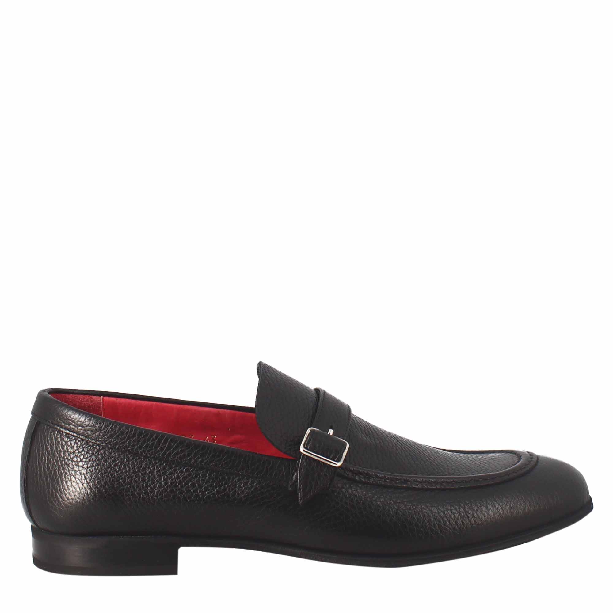 Black Moccasin in Smooth Leather