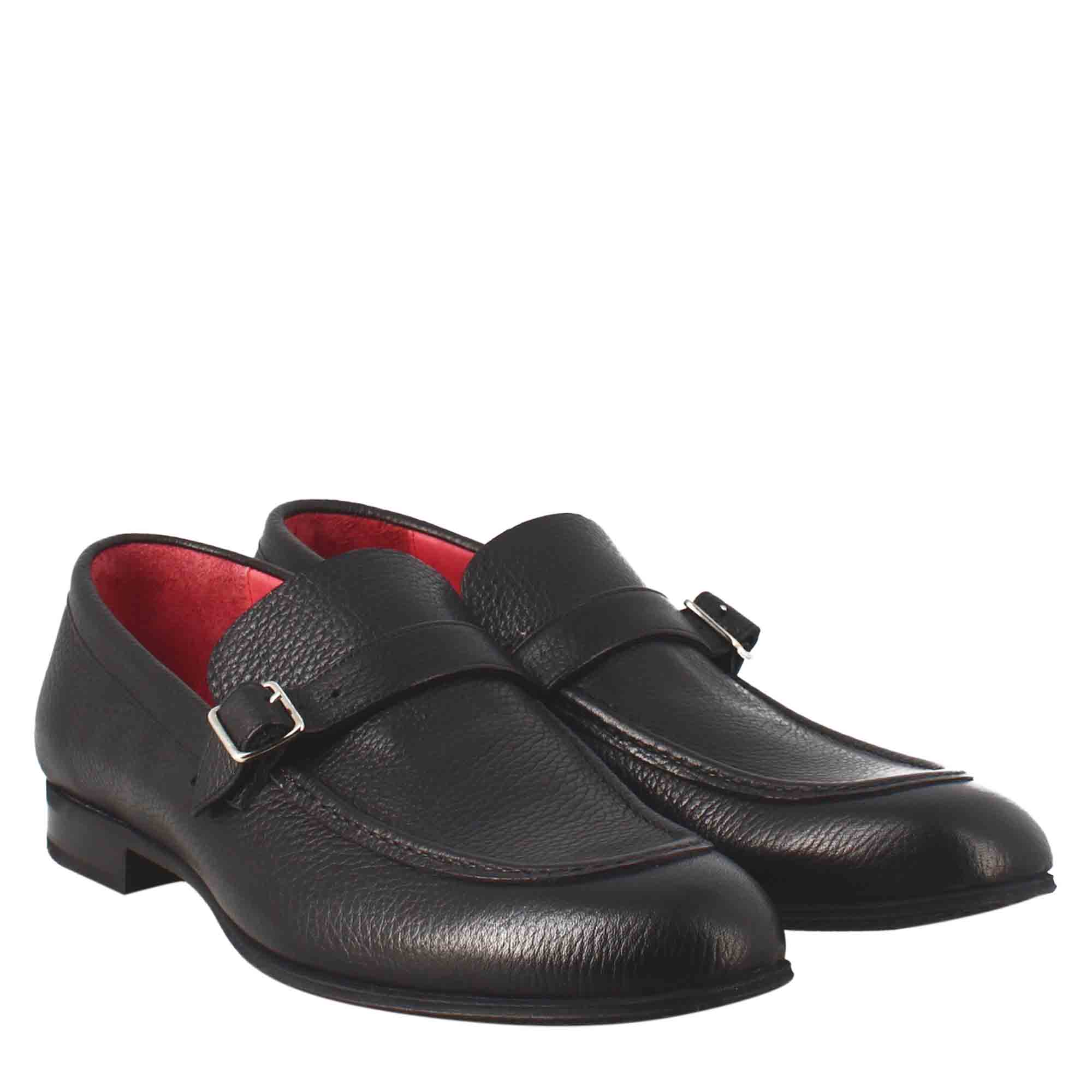 Black Moccasin in Smooth Leather