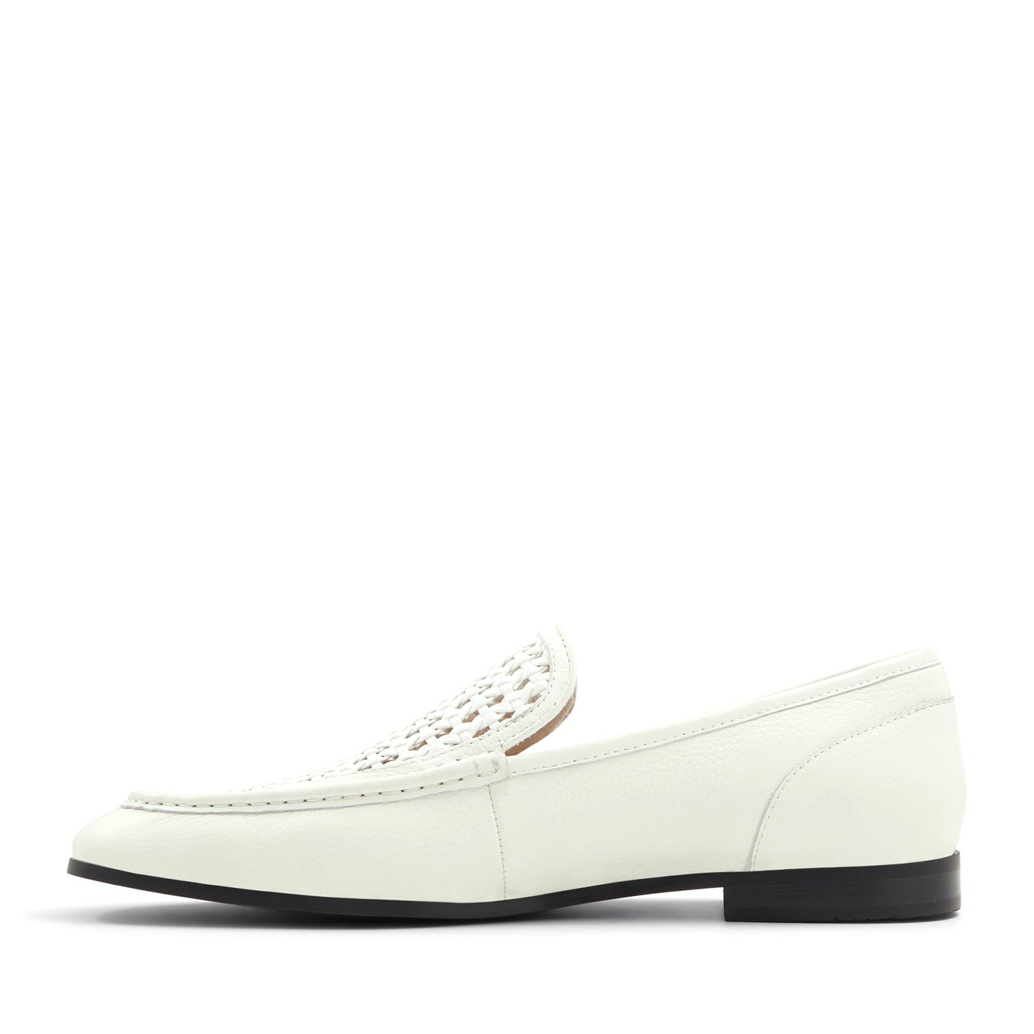 White Leather Top Braided Loafers