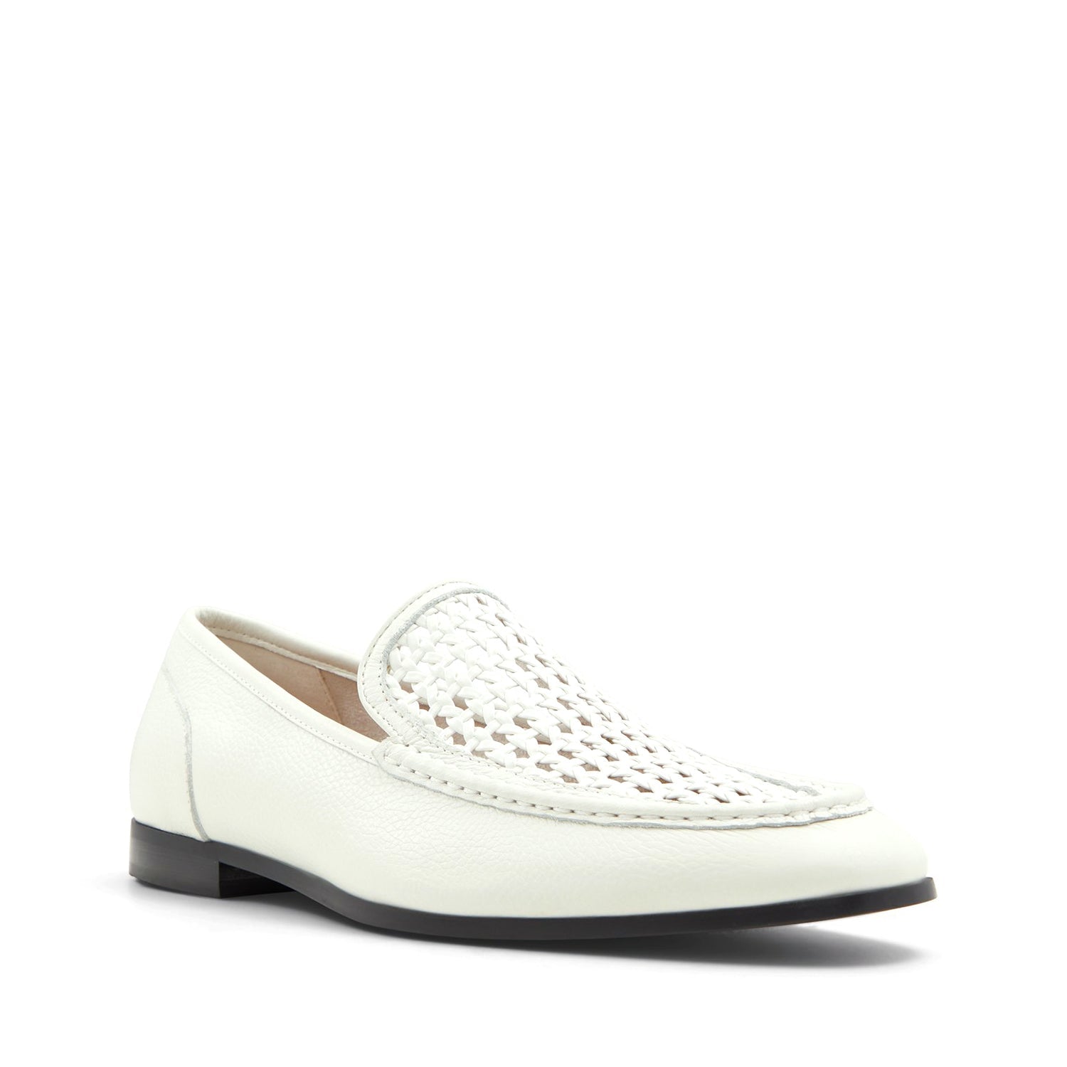 White Leather Top Braided Loafers