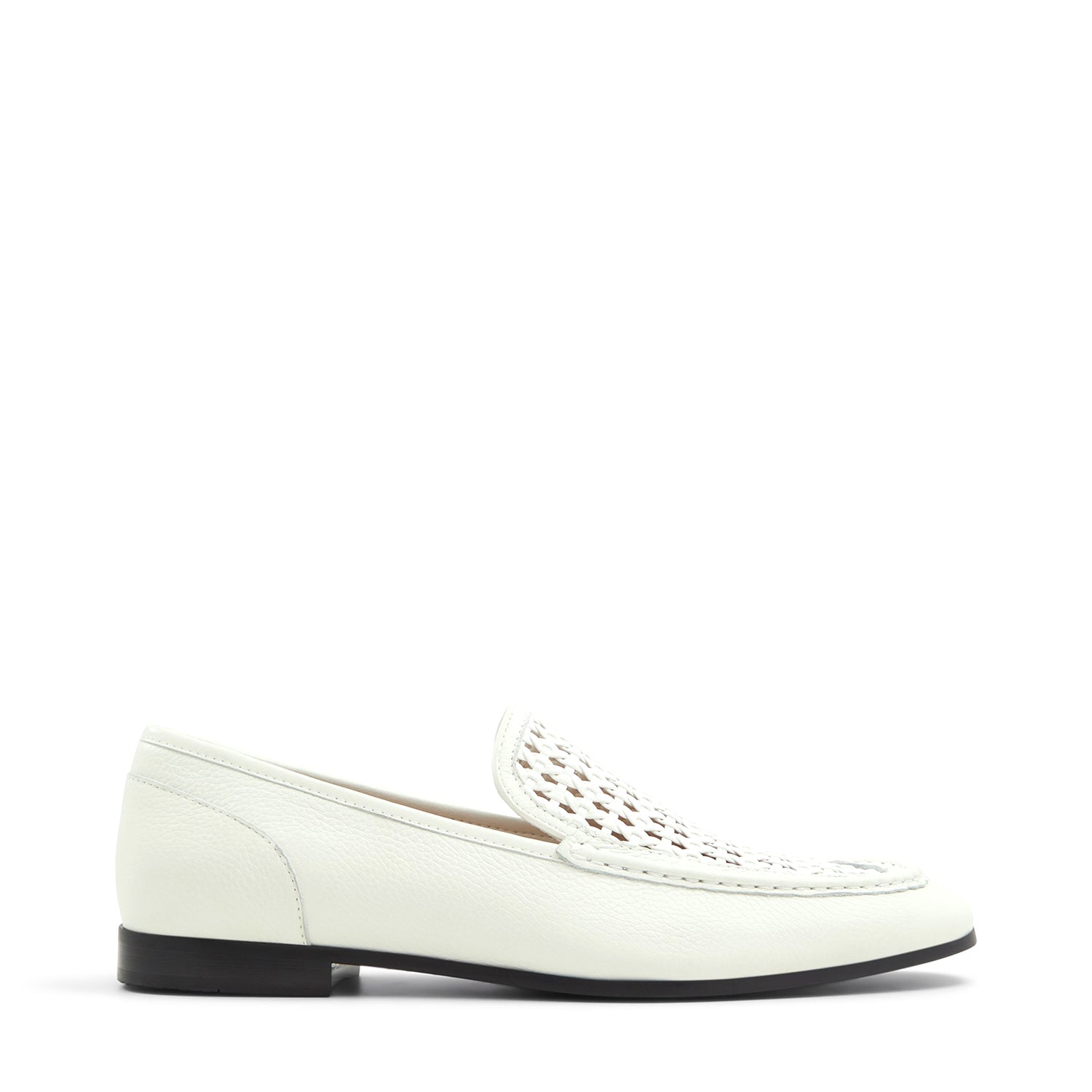 White Leather Top Braided Loafers