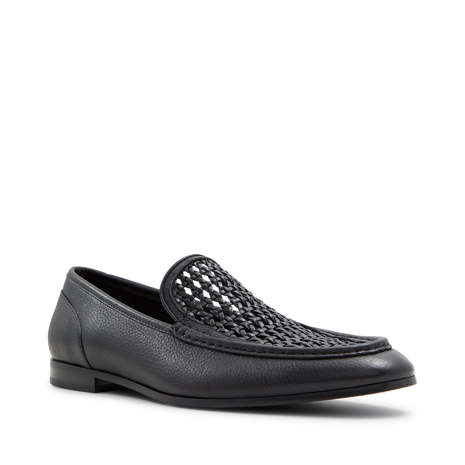 Black Leather Top Braided Loafers