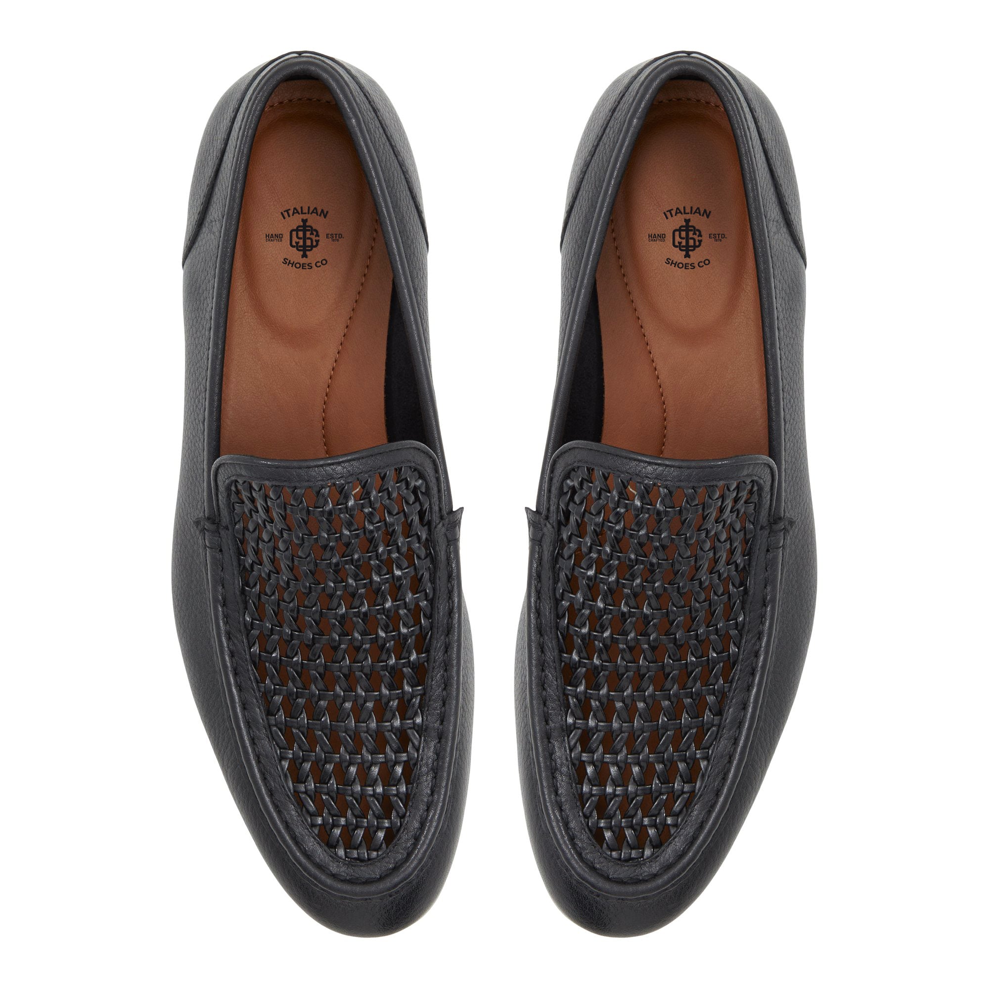 Black Leather Top Braided Loafers