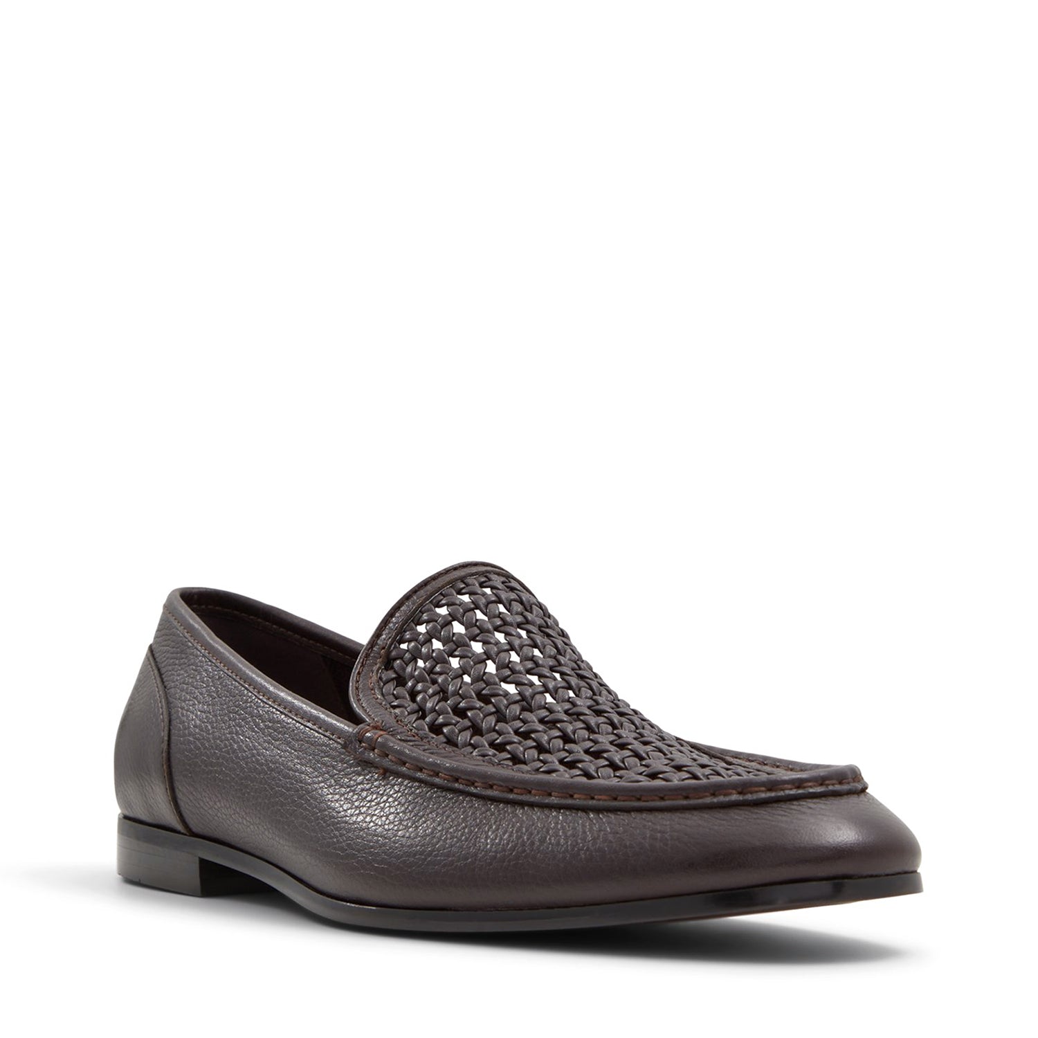 Brown Leather Top Braided Loafers