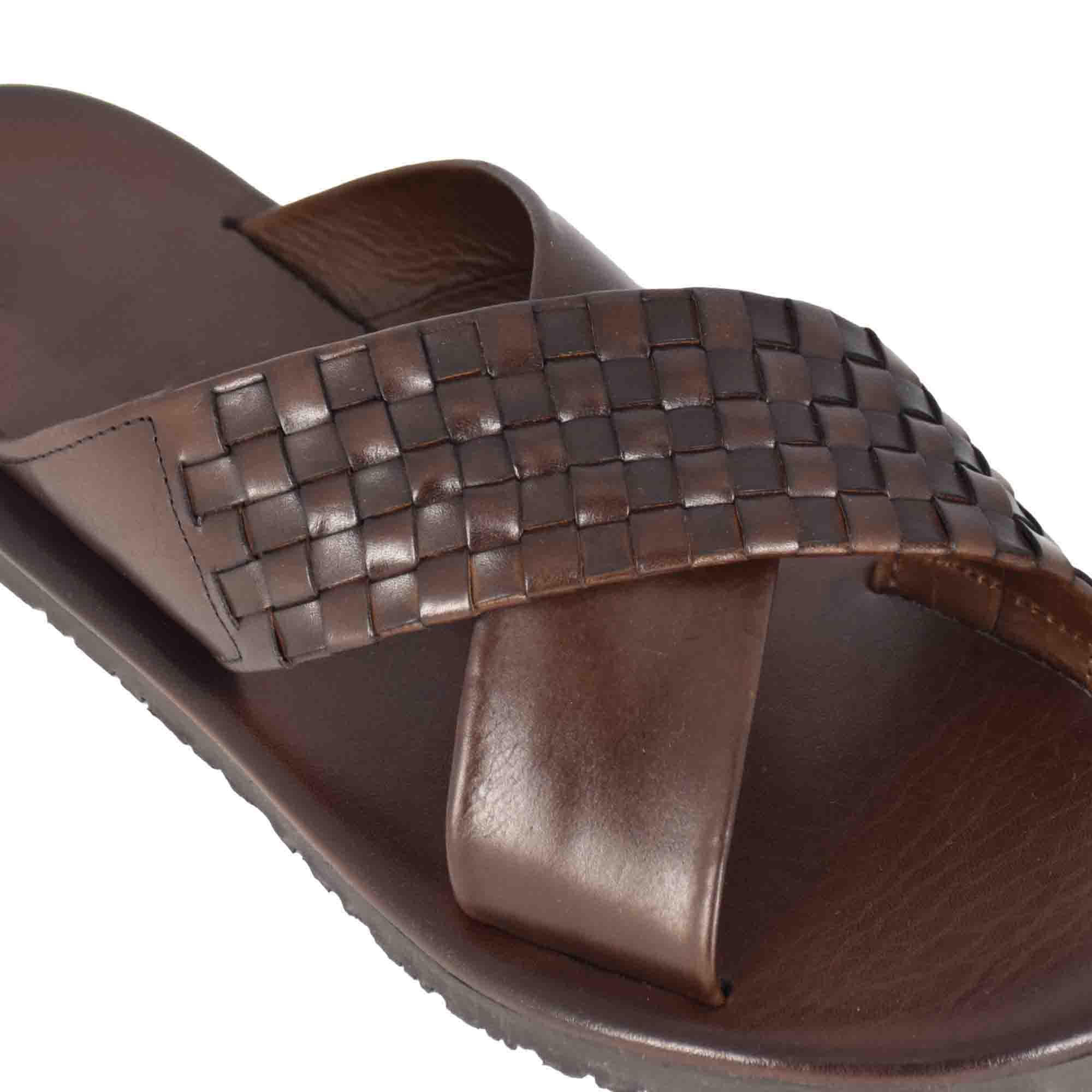 Handmade leather slip on