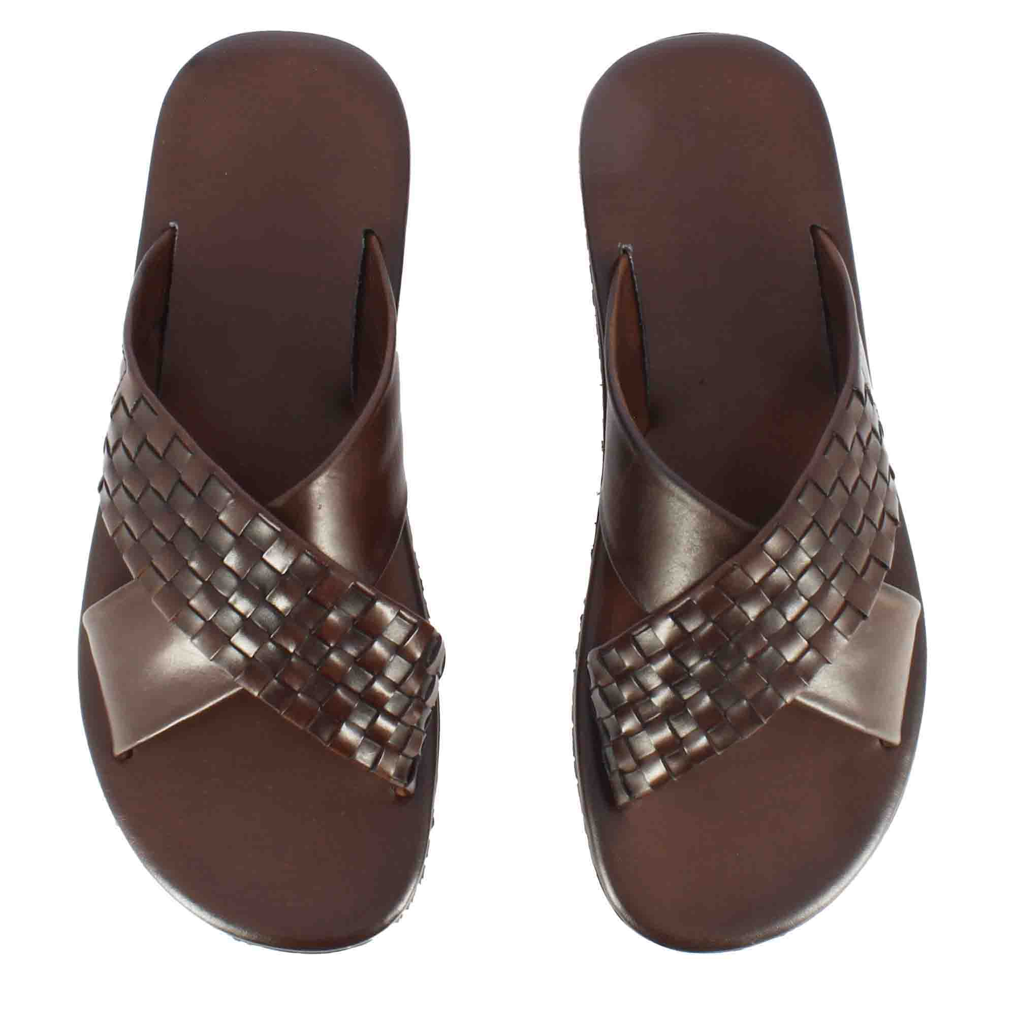 Handmade leather slip on
