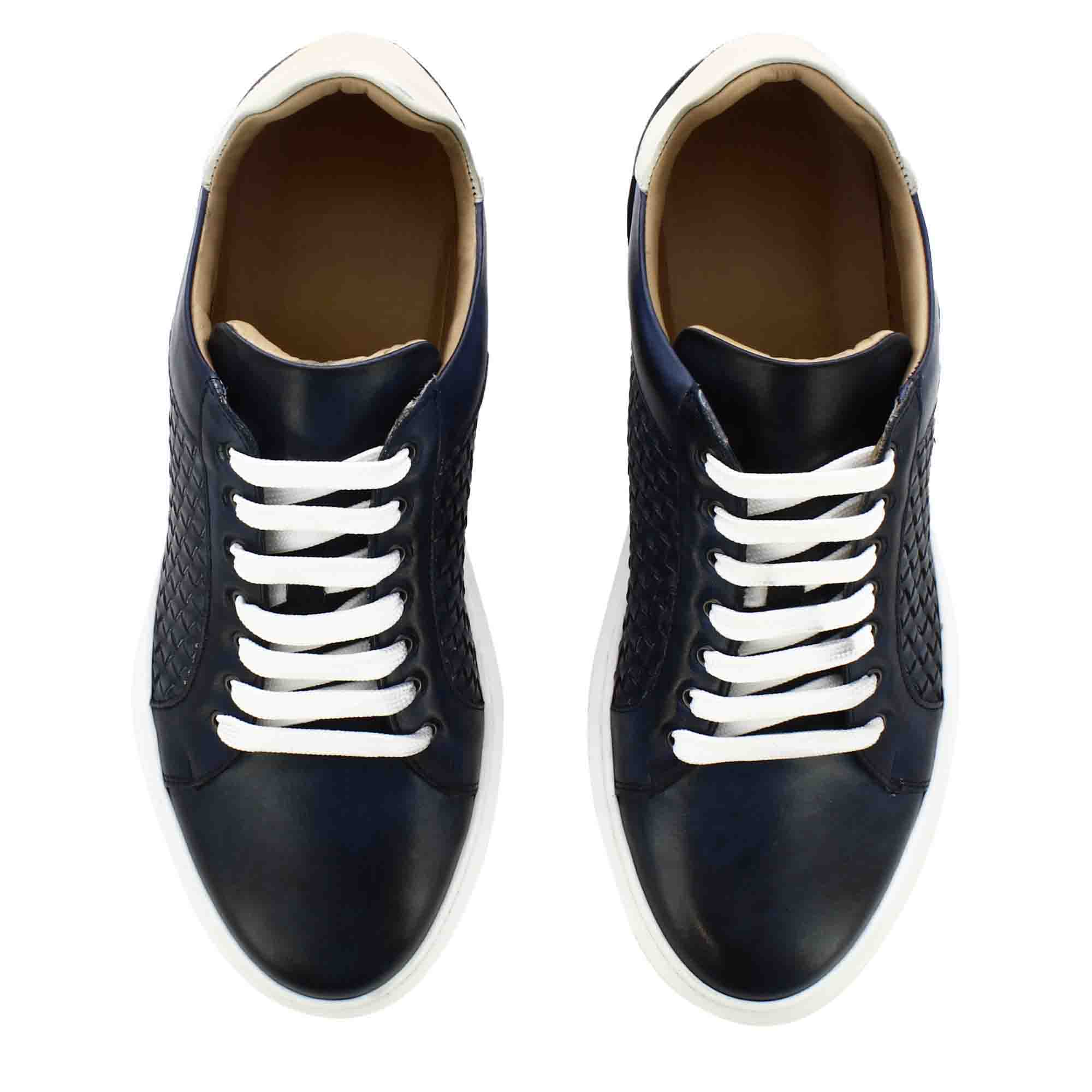 Men's Casual Trainer In Woven Leather Colour