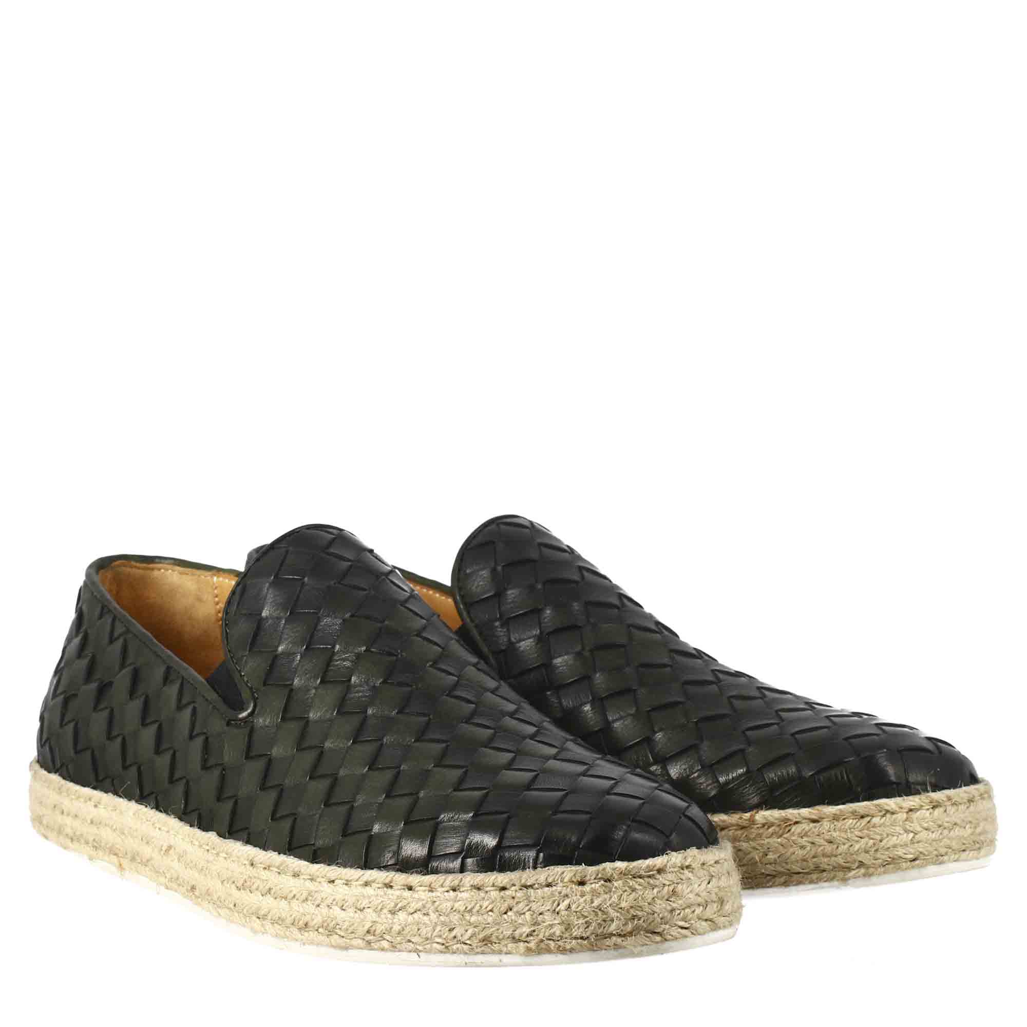 Black Sneakers in woven leather