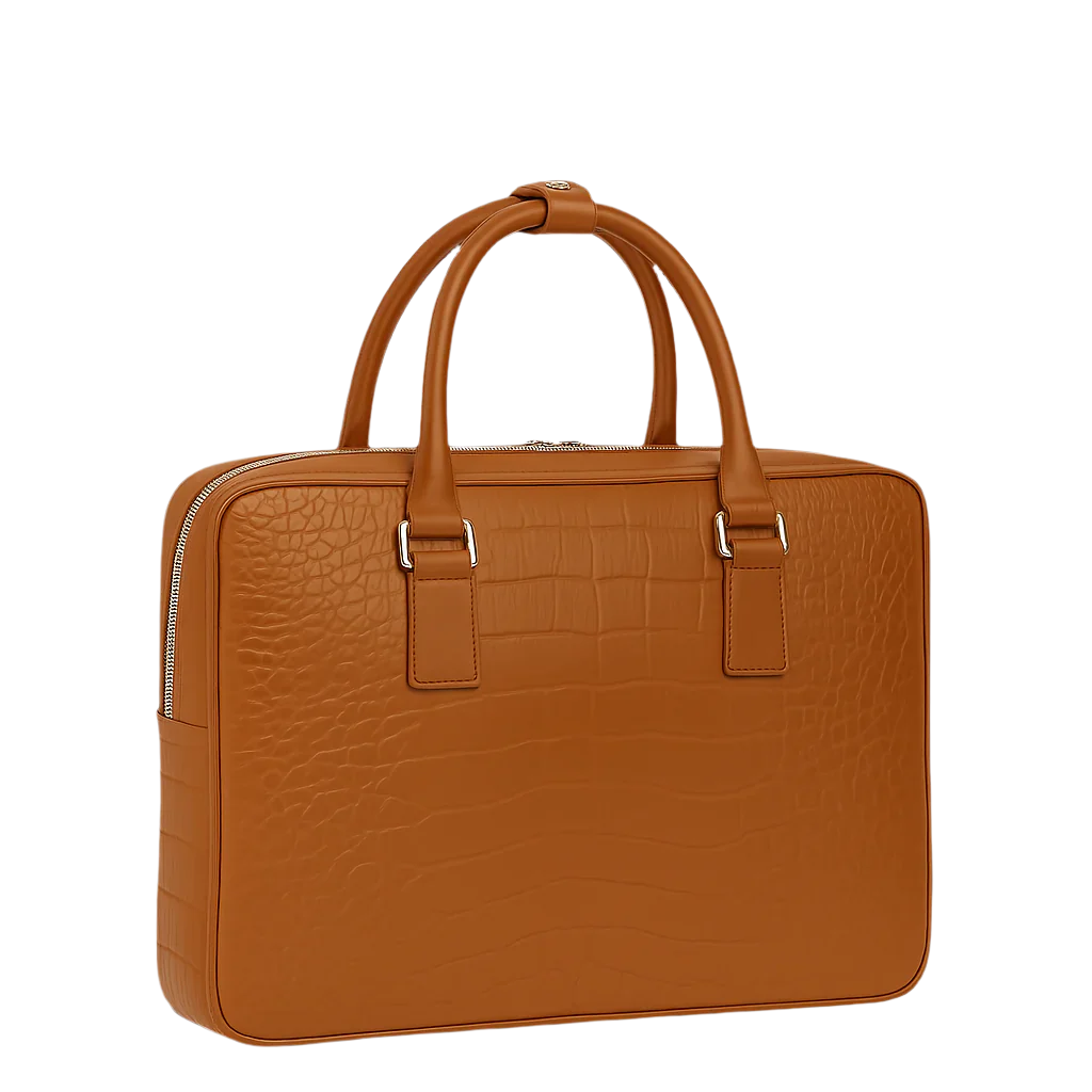 Italian Croco Leather Textured Briefcase Blue Edition