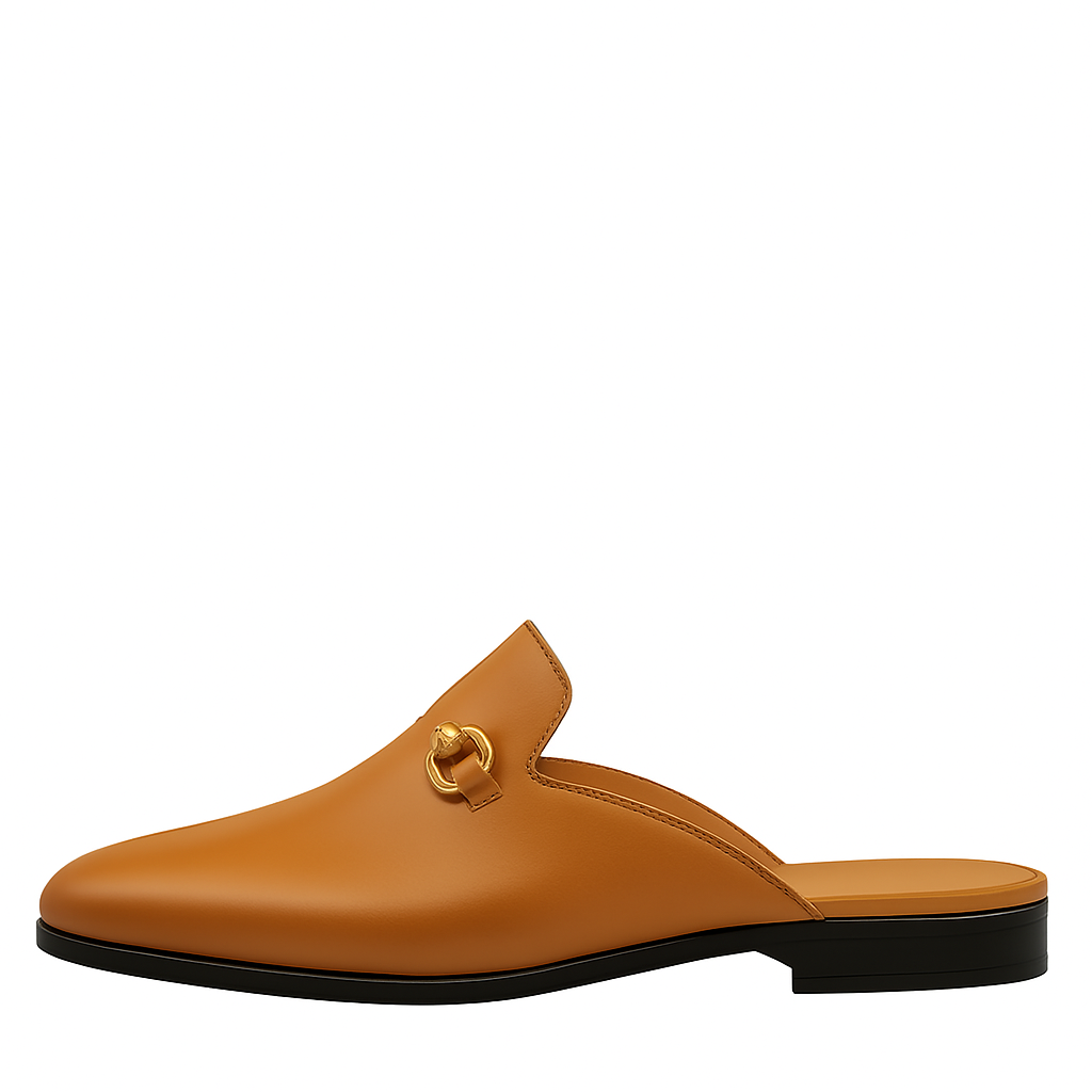 Plain Design Leather Mule