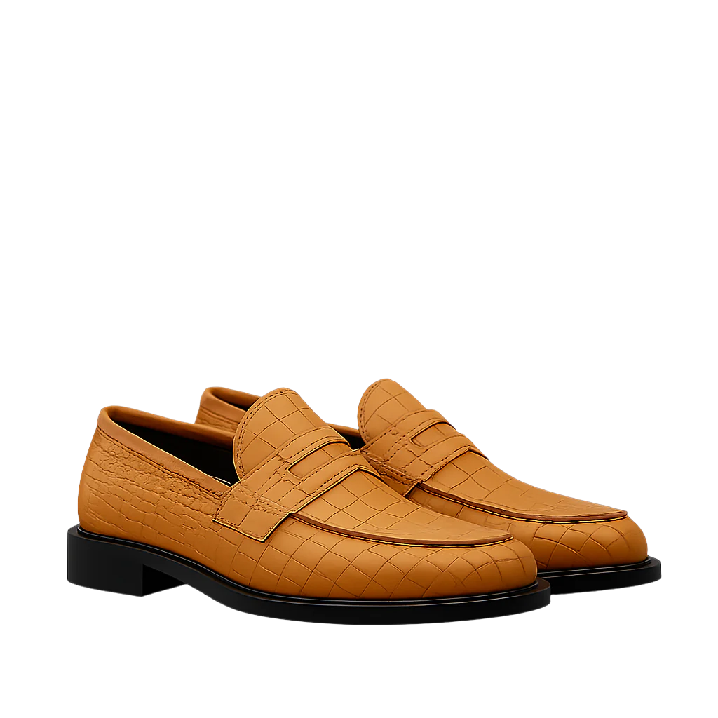 Croco Leather Printed Loafers