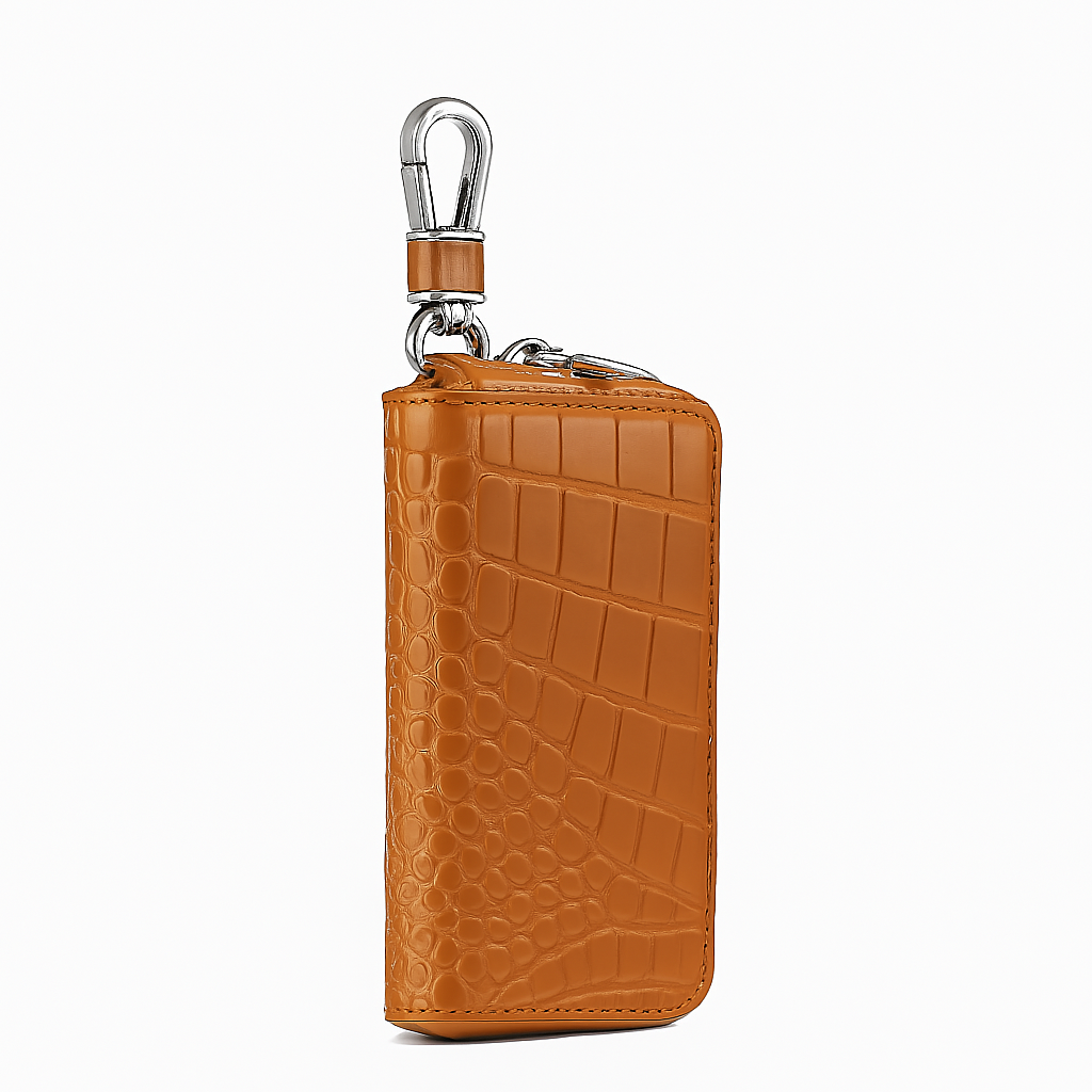 Croco Mini Zipper Key Case Wallet