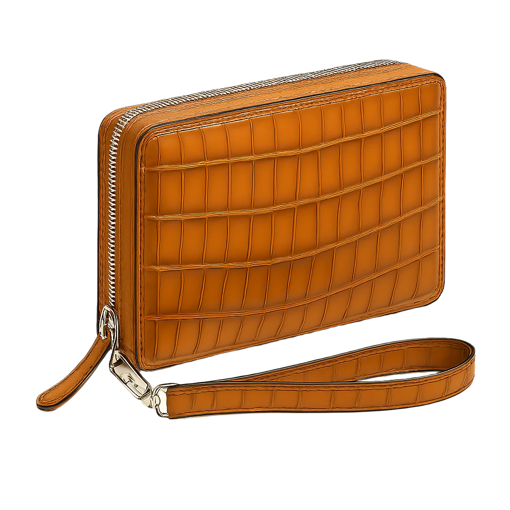 Croco Textured Around Zip Wallet
