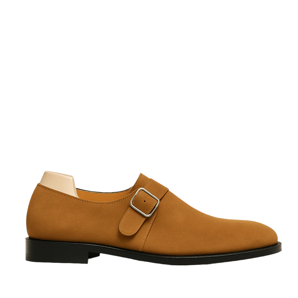 Men s Handcrafted Suede Single Strap Monk Shoe