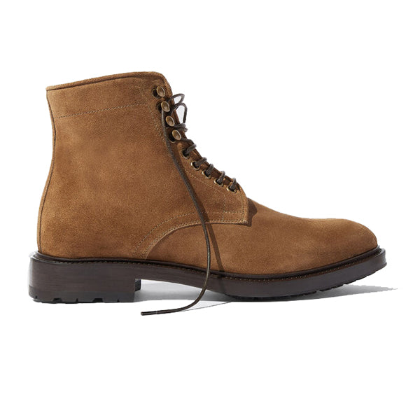 Derby High Ankle Suede Leather Brown Boots 671