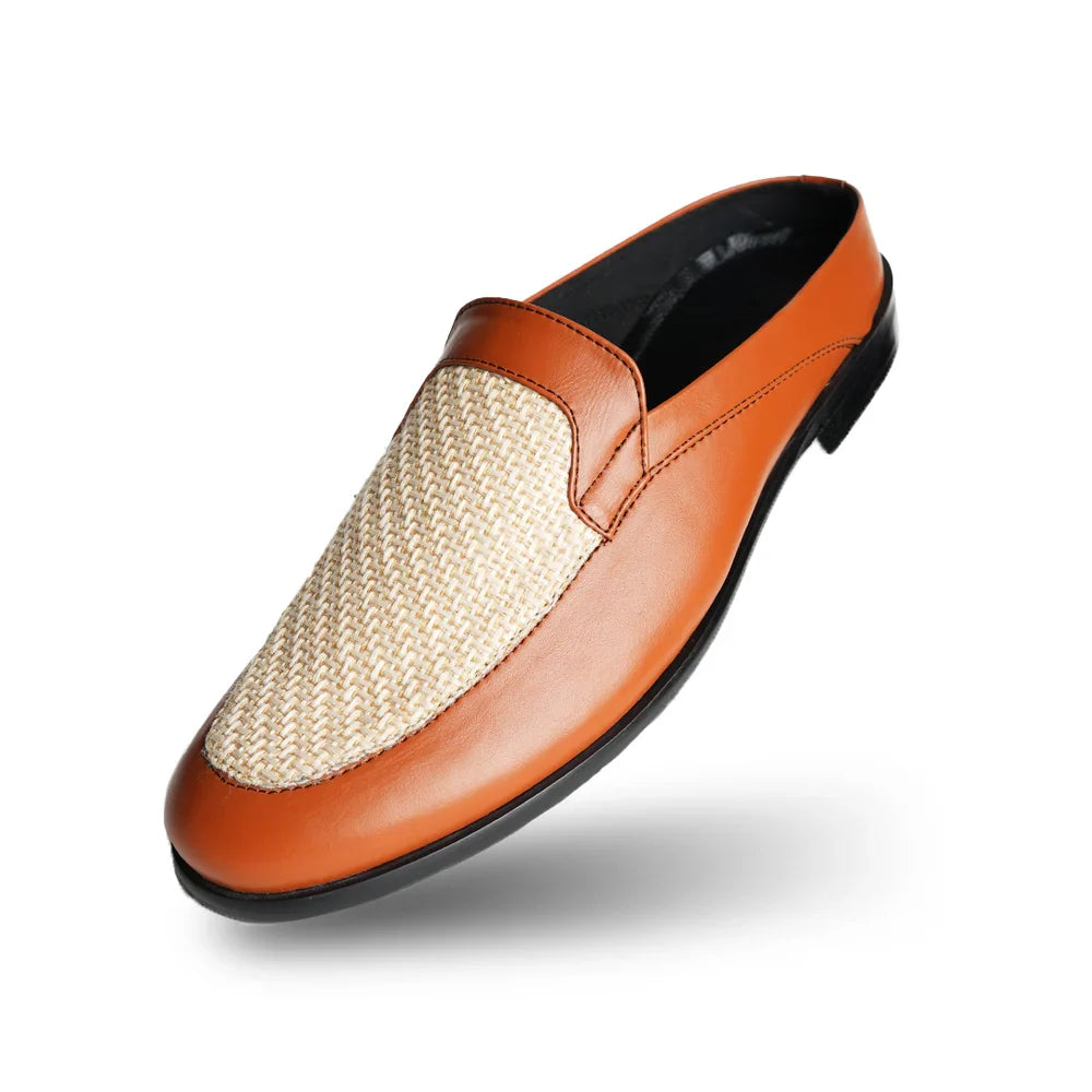 Half Mule Shoes - Tan/Beige Leather
