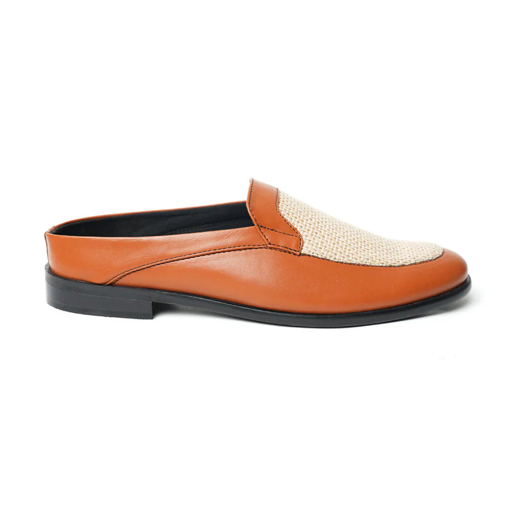 Half Mule Shoes - Tan/Beige Leather