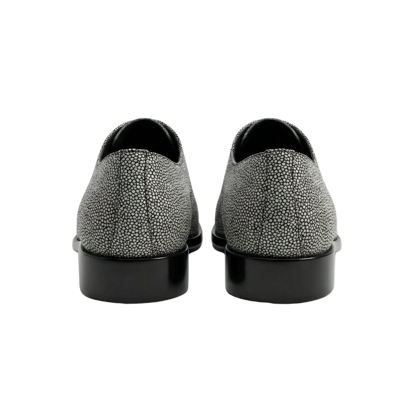 Italian Pebble Exotic Fish Skin Leather Luxe Derby