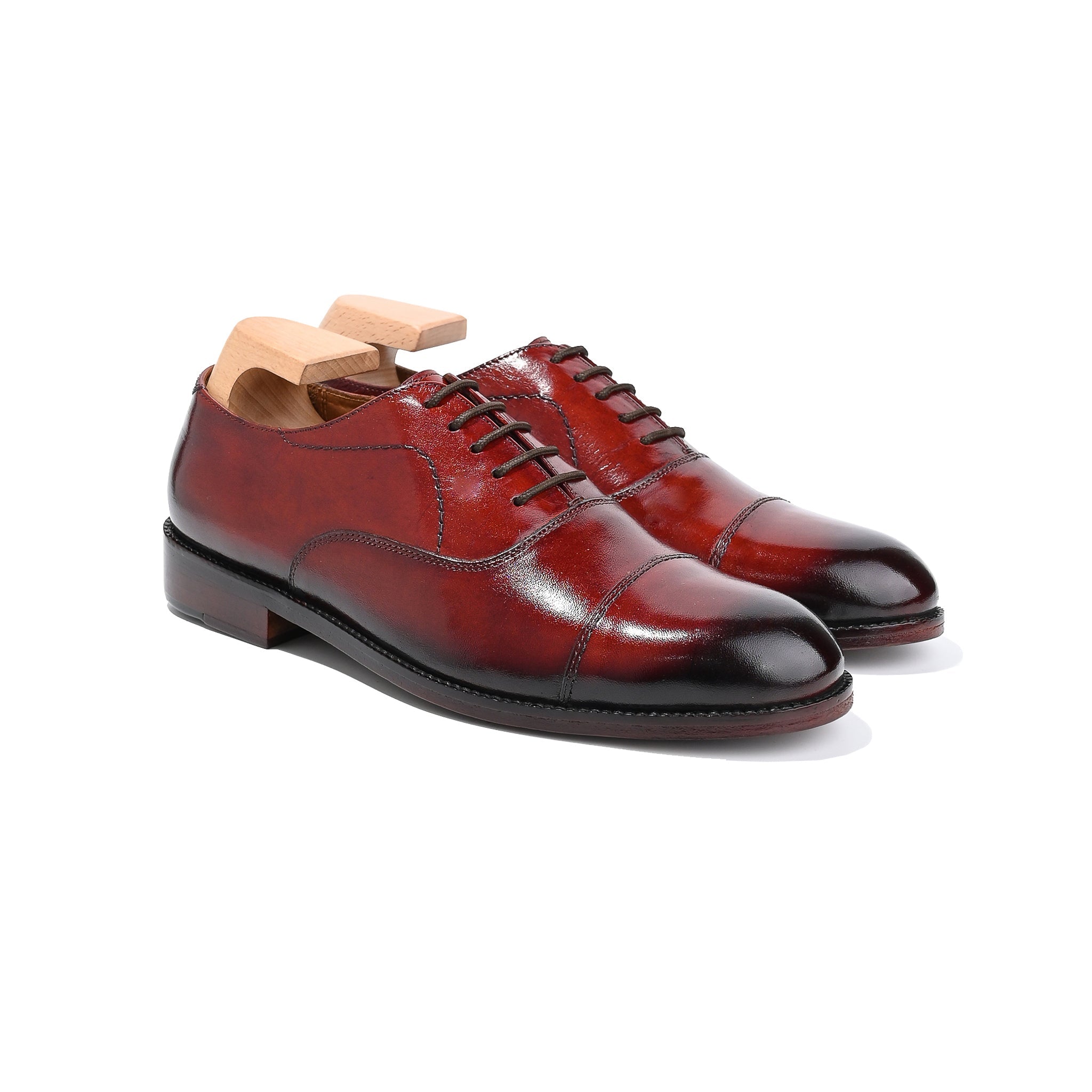 Men Solid Toe Cap Leather Oxford Shoes