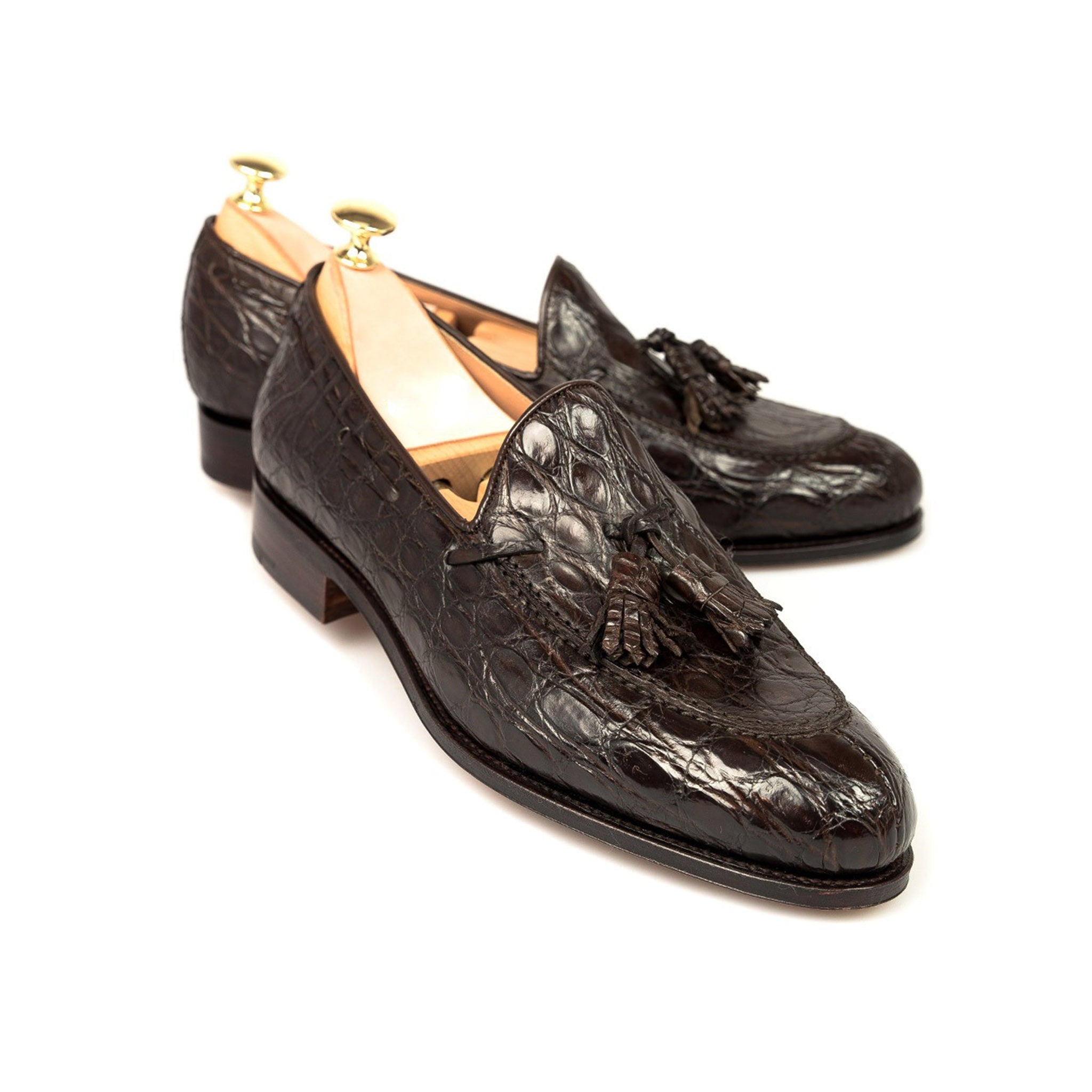 Cocoa Crocodile Tassel Loafer Dark