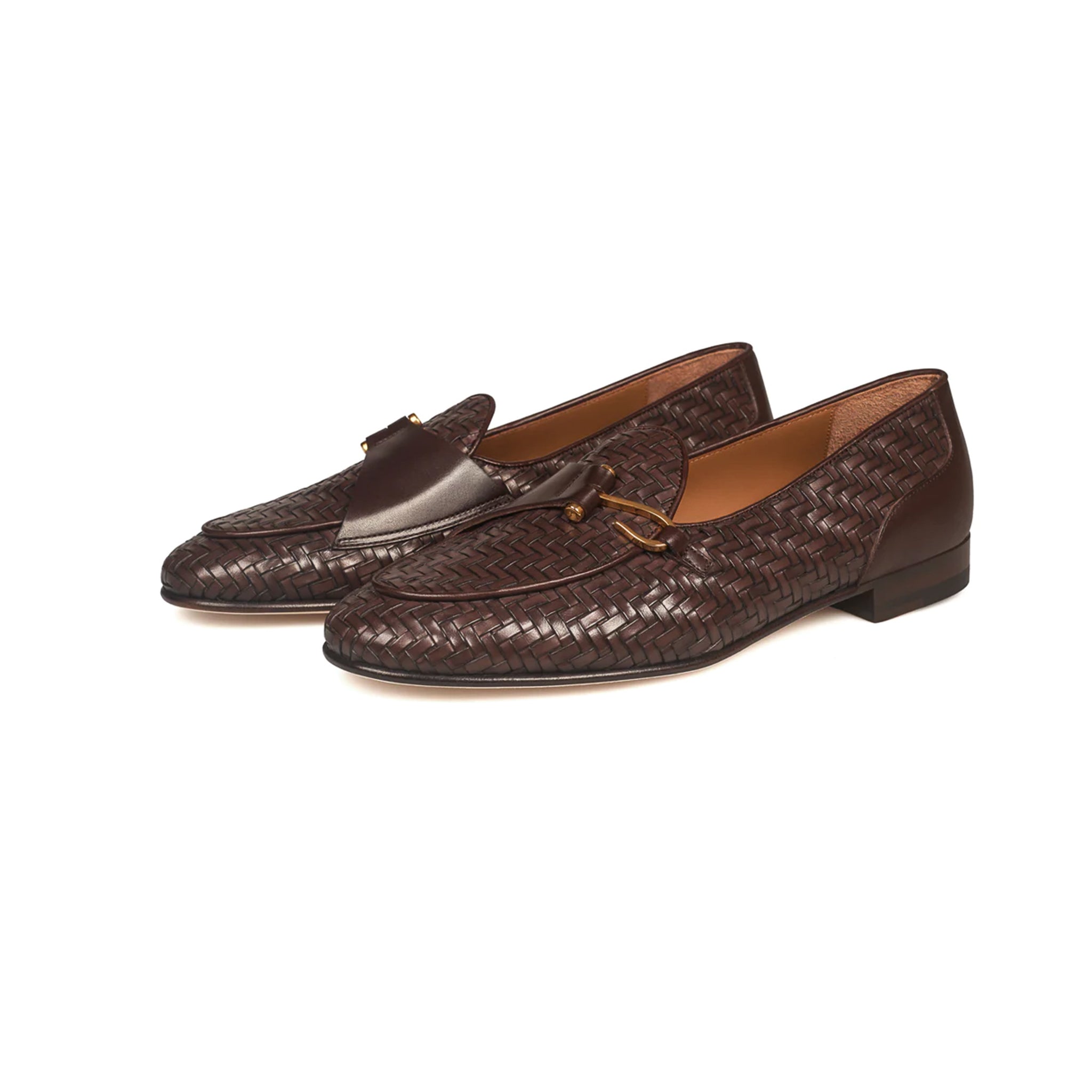 Coffee Braided Leather Men s Loafers