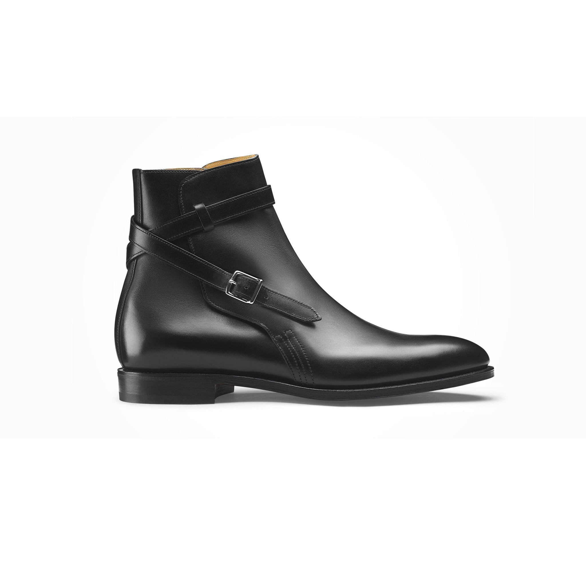 Cross Strap Leather Ankle Boots