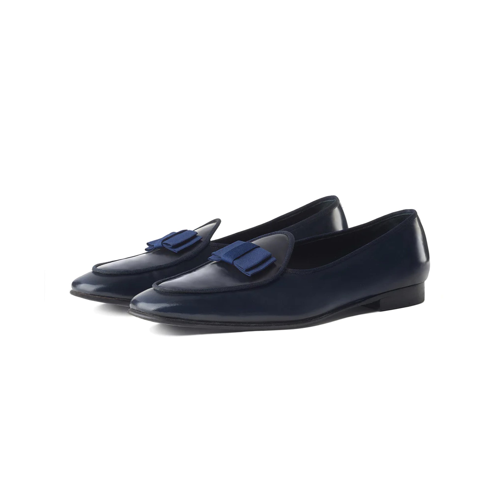 Navy Slip-On Leather Loafers