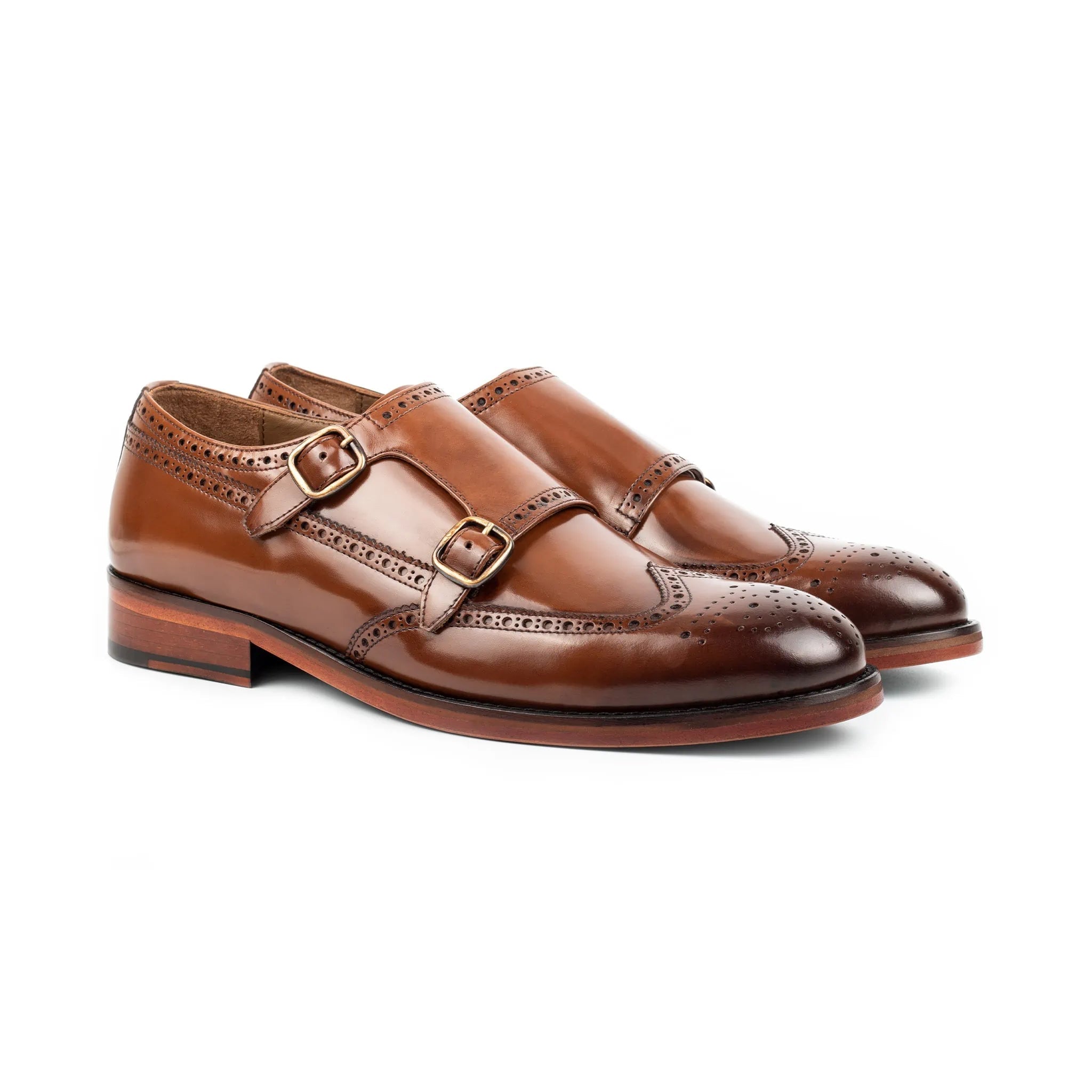 Tan Double Monk Strap Men s Shoes
