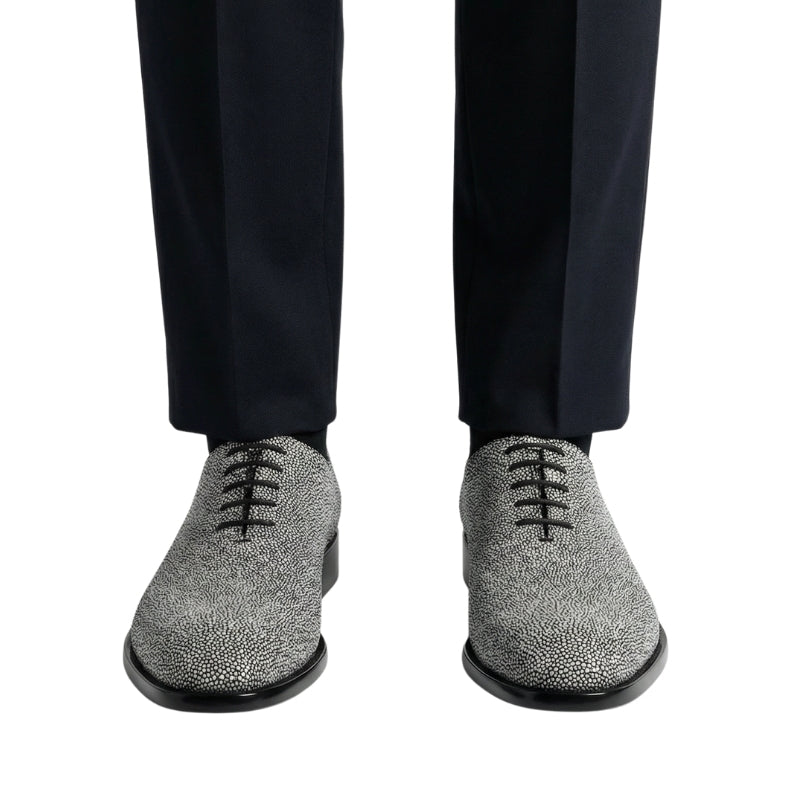 Italian Pebble Exotic Fish Skin Leather Luxe Derby