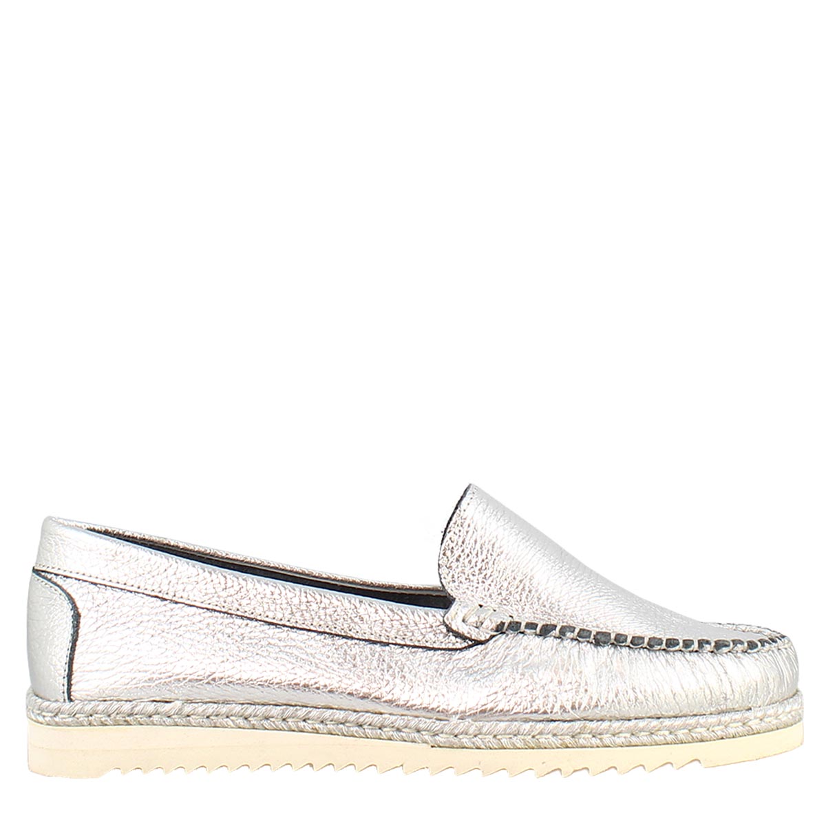 Women's Loafers in Silver Leather
