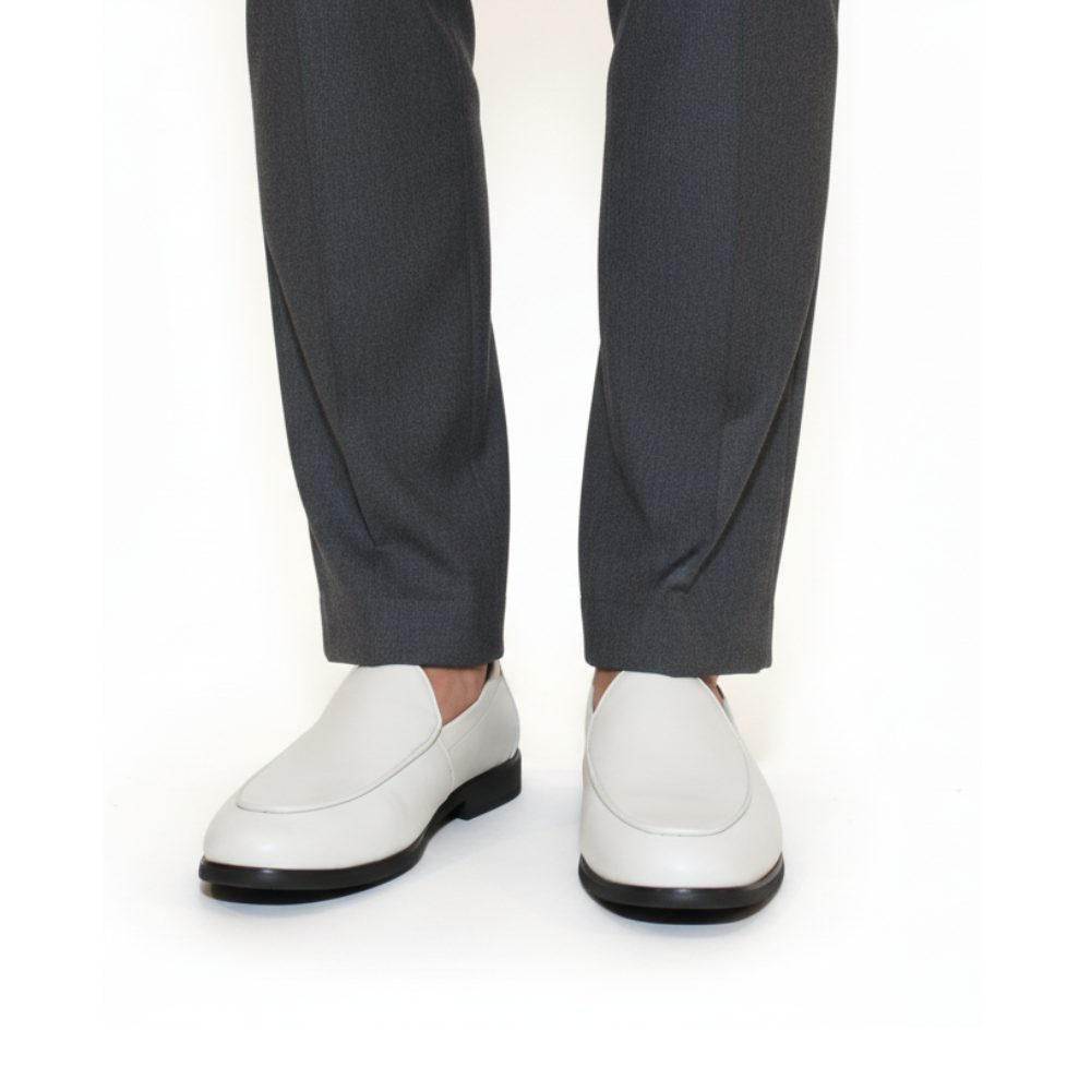 Luxury Leather Light Slip On Ivory Design Loafers
