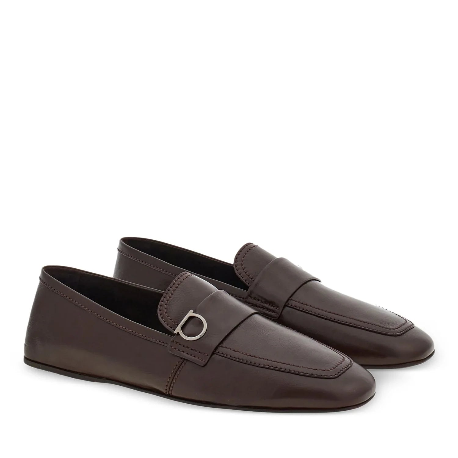 Plaque Leather Loafers