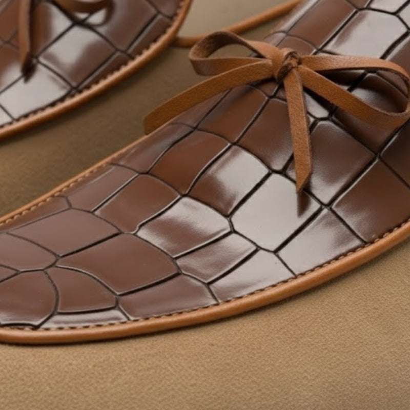 Croc Panel Suede Italian Loafers