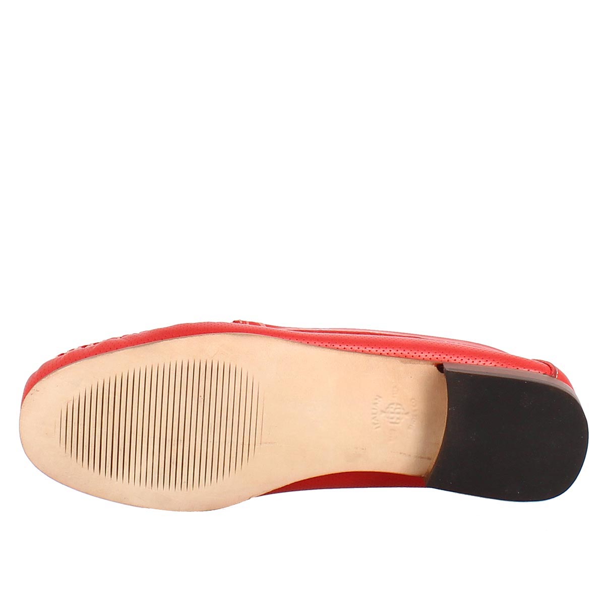 Red Perforated Women's Loafers