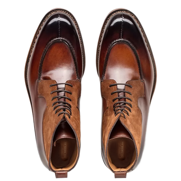 Derby High Ankle Shiny Suede Leather Boots