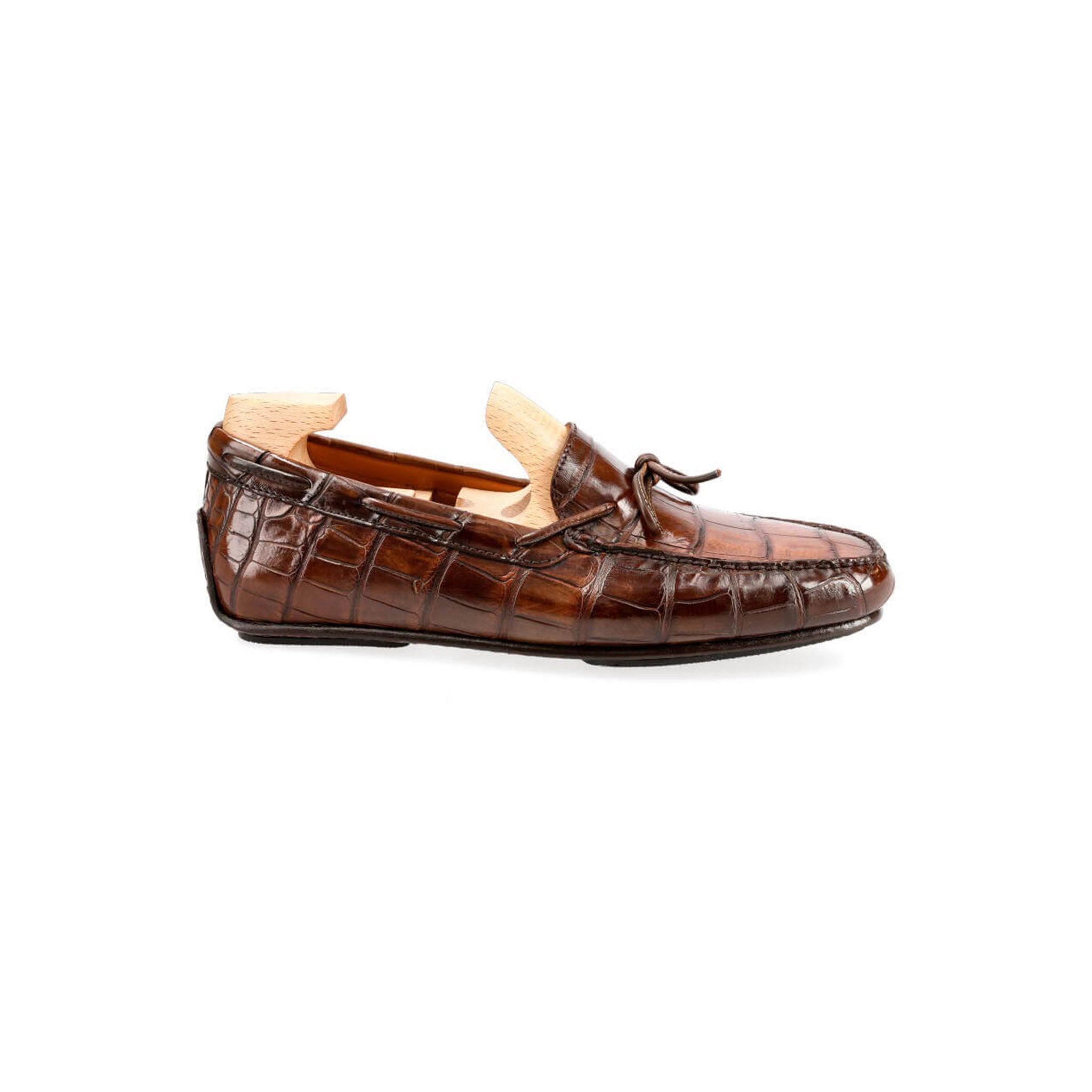 Coffee Alligator Tassel Loafers
