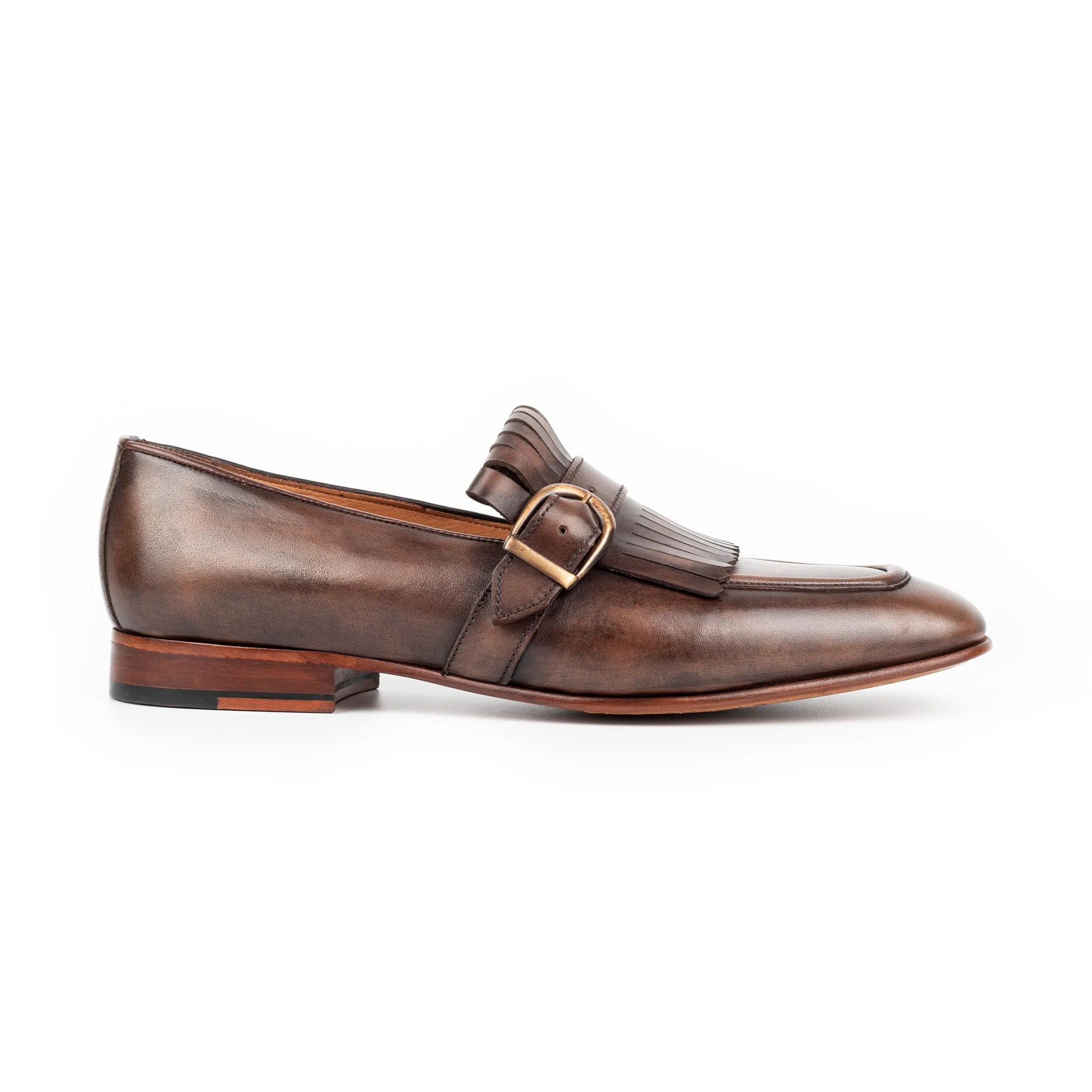 Dark Handcrafted Single Monkstrap Men's Shoes